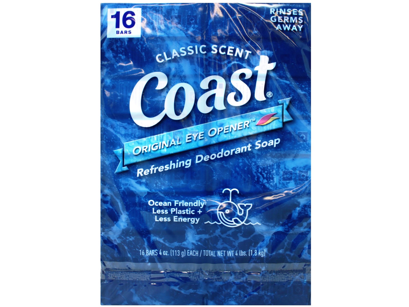5 Pack Coast Refreshing Deodorant Bar Soap Classic Scent, 16 Bars, 4 oz Each