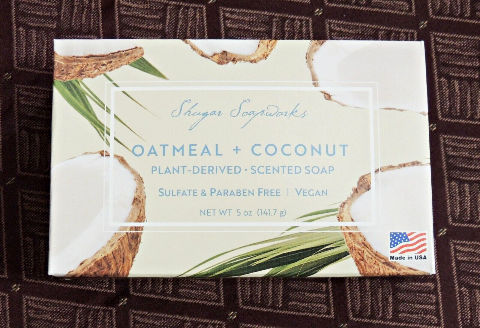 SHUGAR SOAPWORKS Oatmeal + Coconut Plant Based Bar Soap Vegan Long Lasting 5oz