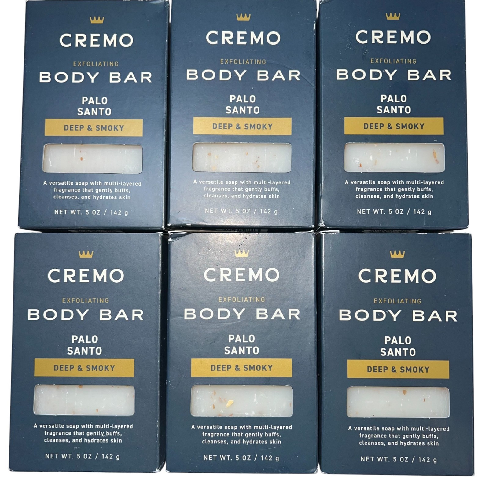 6 Pack Cremo Palo Santo Exfoliating Body Bars Lava Rock Shea Butter 5 oz NEW