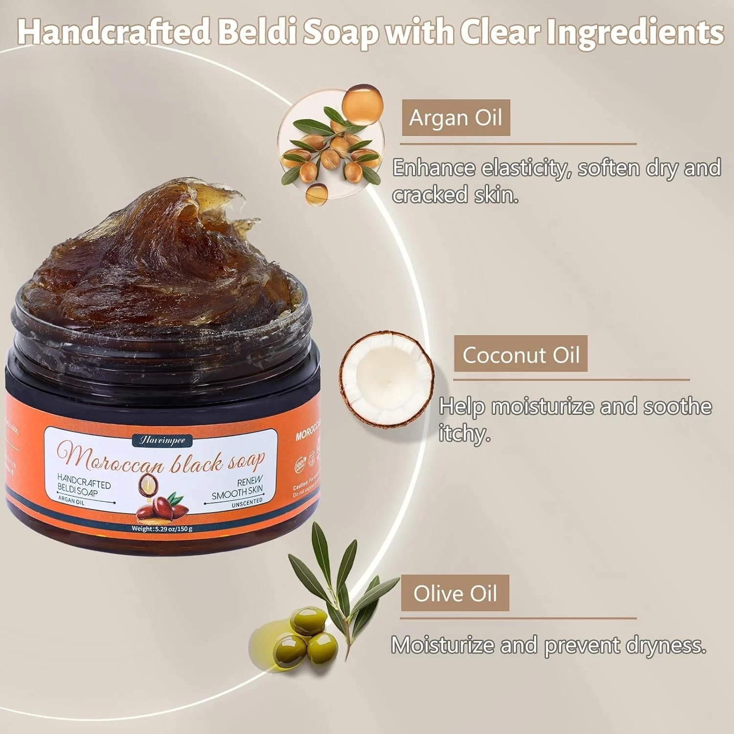 2 Pack Organic Moroccan Black Soap Soften Skin, Moisturizing Beldi Soap 5.29 oz