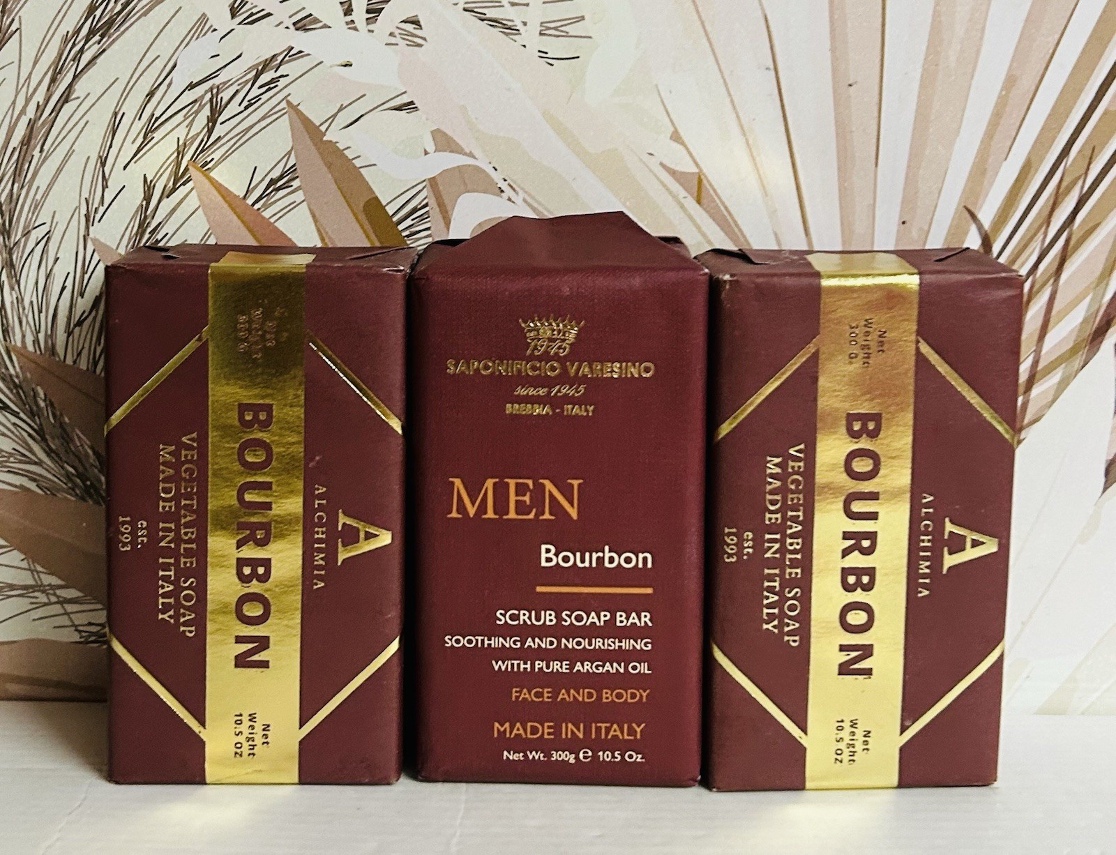 3-Pack Alchimia ~ Bourbon Vegetable Soap. Made In Italy – 10.5 oz Each