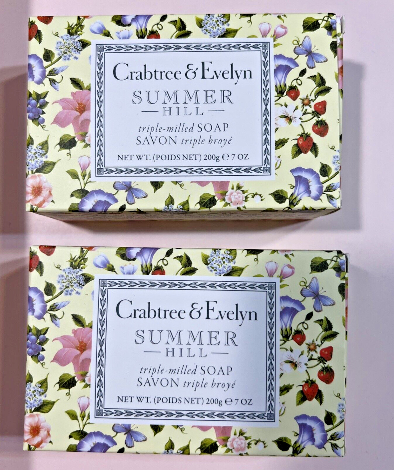 4x Crabtree & Evelyn SUMMER HILL Triple Milled Soap 7 oz New Lot x 4 Full Size