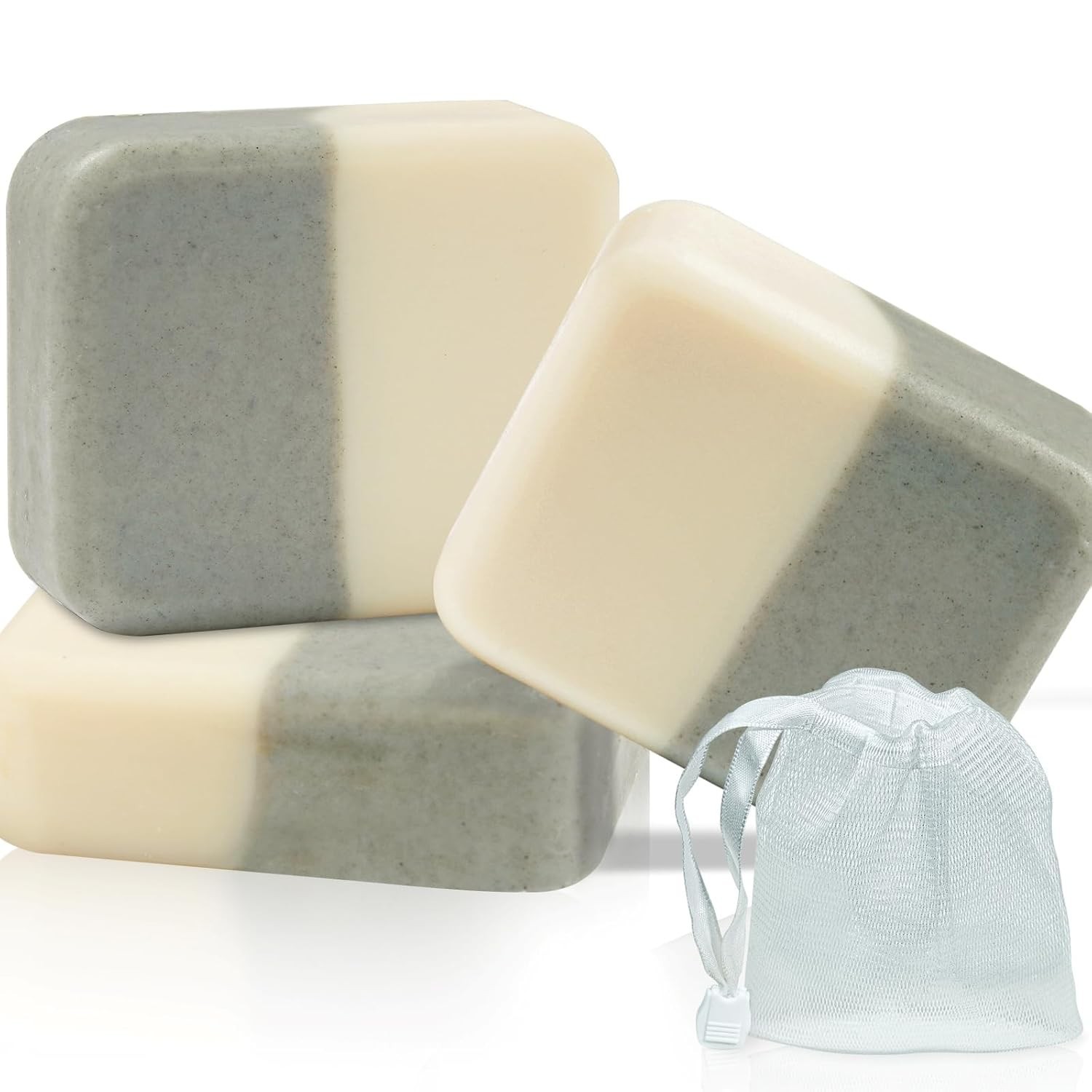 3 Pack Unscented Colloidal Silver Soap Bar – Moisturizing Cleanser for Body Odor