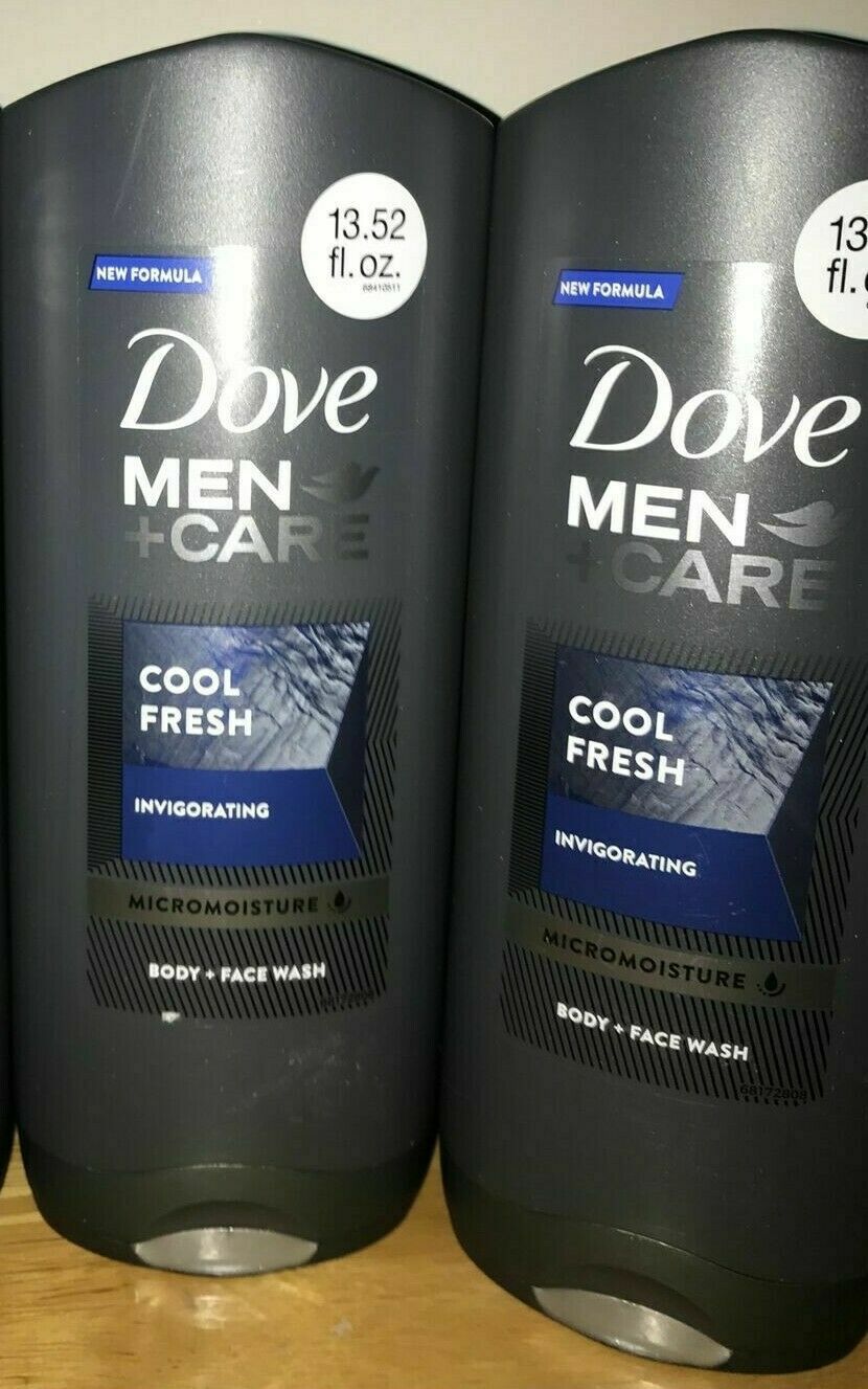 2 New Dove Men+Care COOL FRESH, Face and Body Wash, Invigorating, Micromoisture