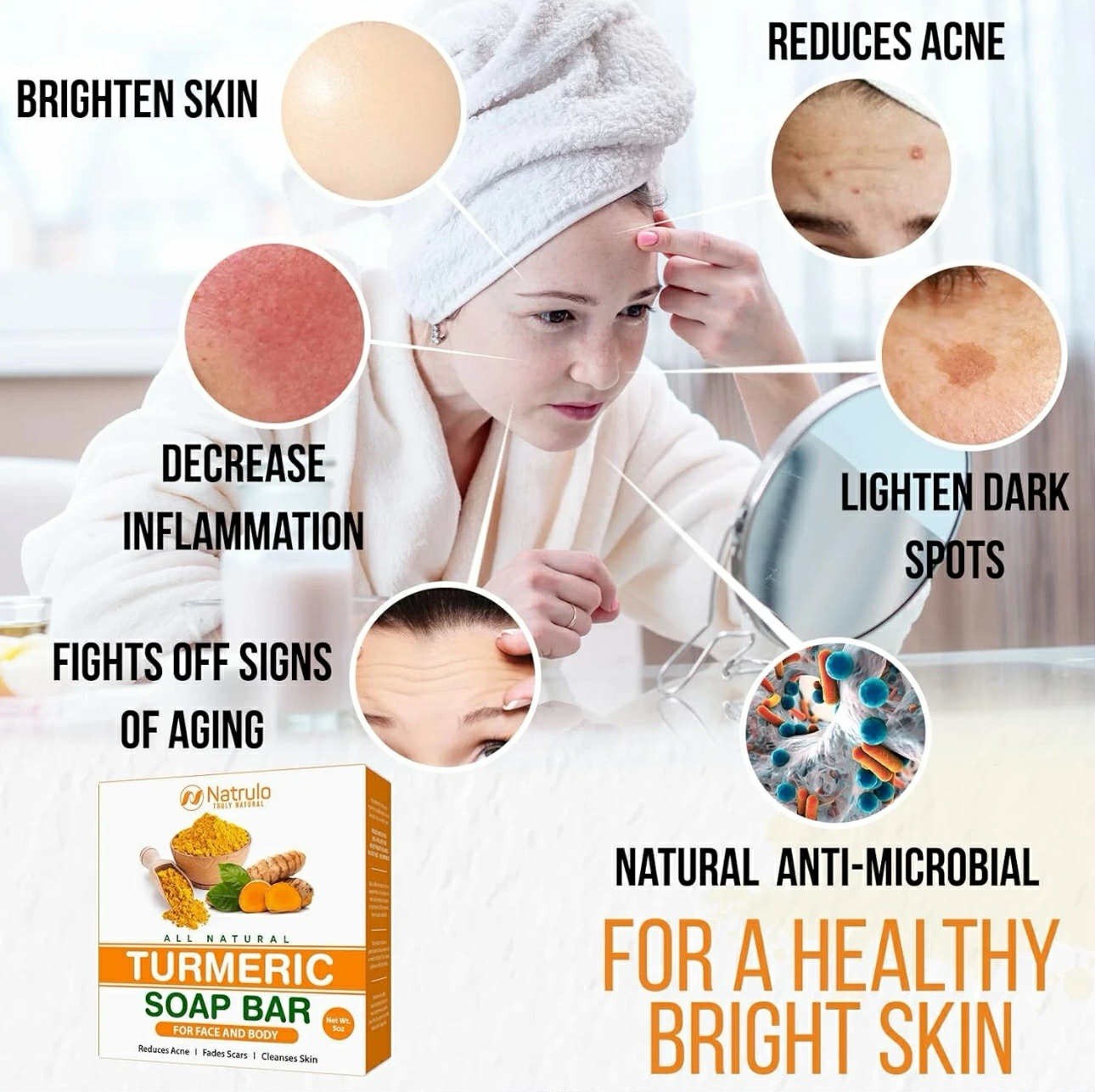 Natural Turmeric Soap Bar for Face & Body – Turmeric Skin Brightening Soap for D