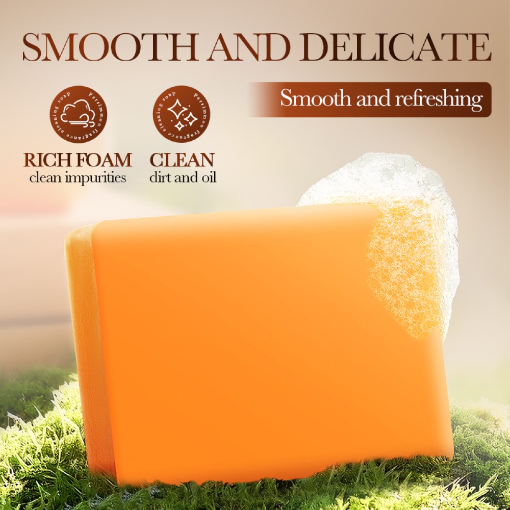 3PCS Persimmon Soap for Old People Smell, Organic Deodorant Bath Bar Body Odor