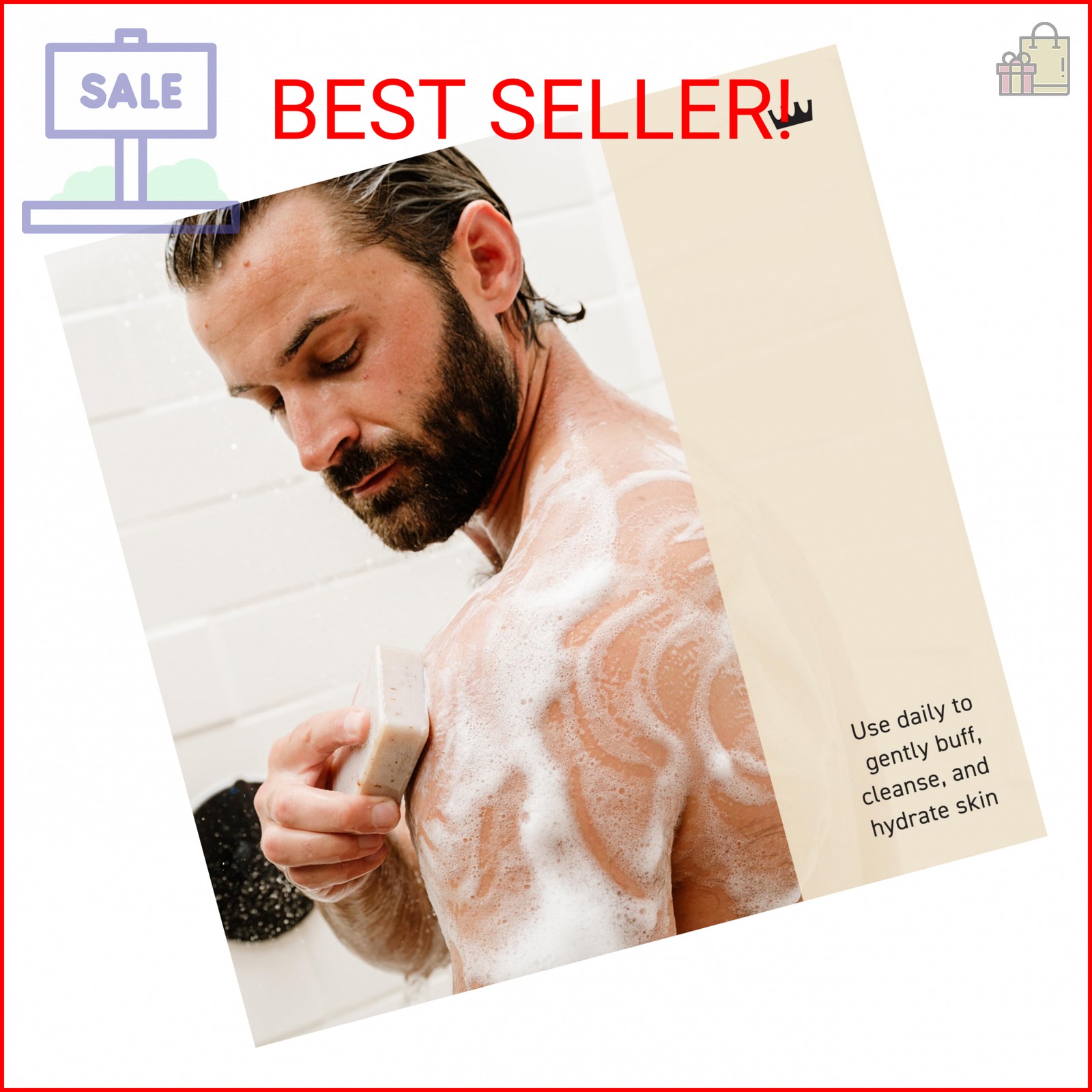 Cremo Exfoliating Body Bar for Men, Italian Bergamot Scent, Multi-Layered Fragra
