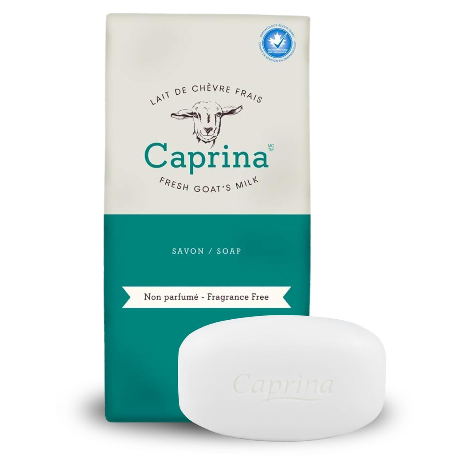 Caprina by Canus Goat Milk Soap Bar, FRAGRANCE FREE, 3.2 Oz (90 G) Bars, 6-Pack,