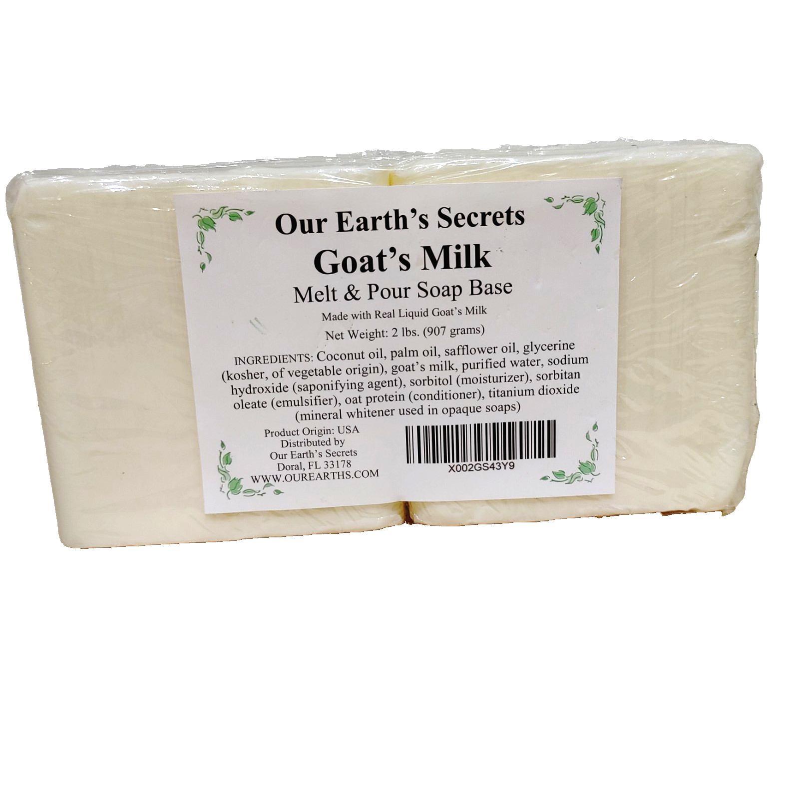 NEW 2 Pound Goat’s Milk Soap Base Supply Making By Our Earth’s Secrets Co