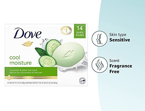 Dove Skin Care Beauty Bar For Softer Skin Cucumber and Green Tea More