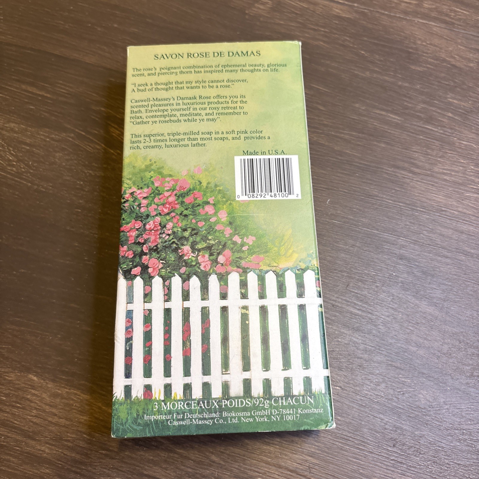 Caswell-Massey-NOS-Damask Rose bar soap-3 bars 3.25 oz ea -Made in USA
