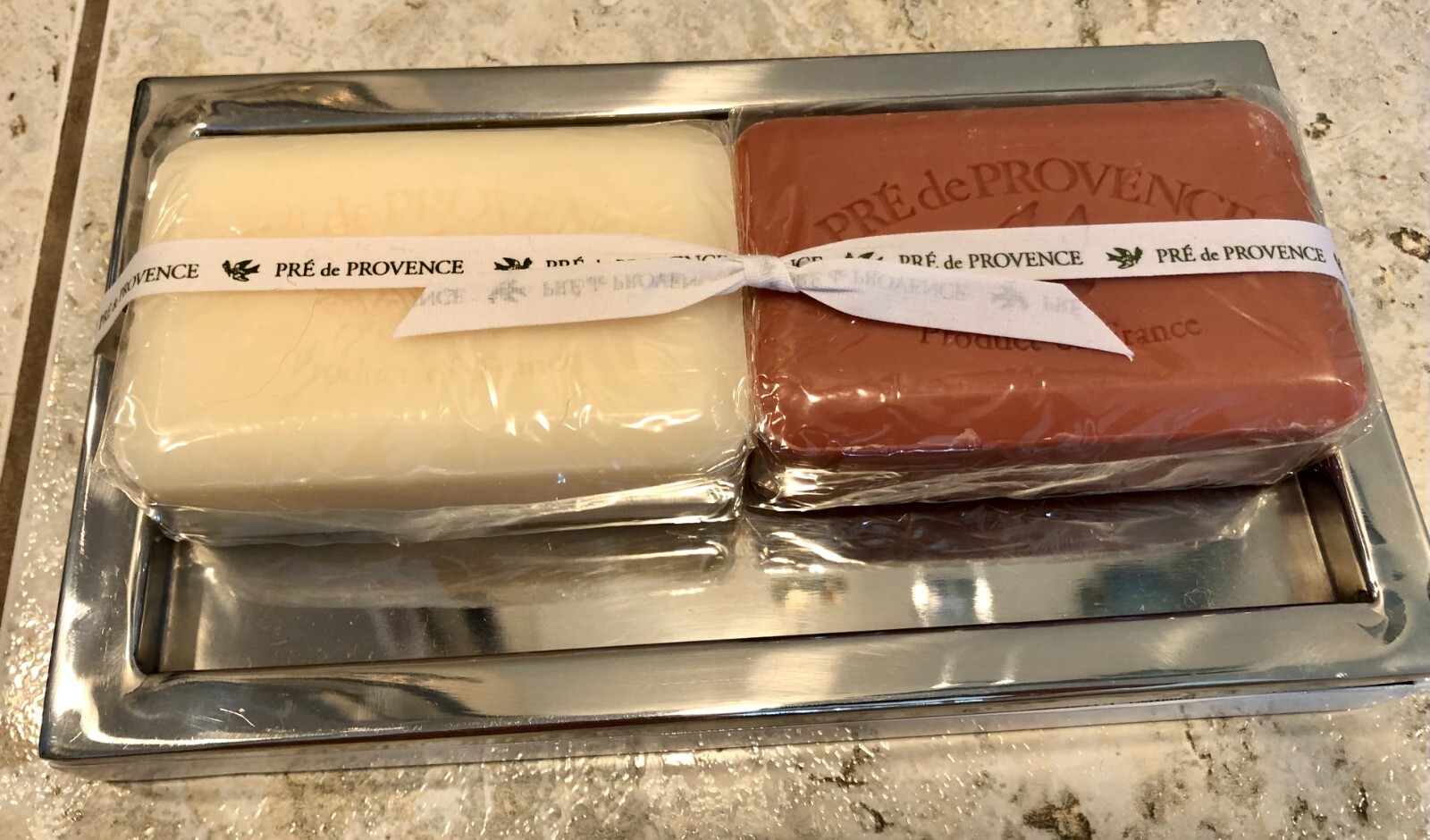 Pre de Provence Pomegranate and Milk Soap Bar 250g 8.8oz ea & Tray Lot 2 NEW NWT