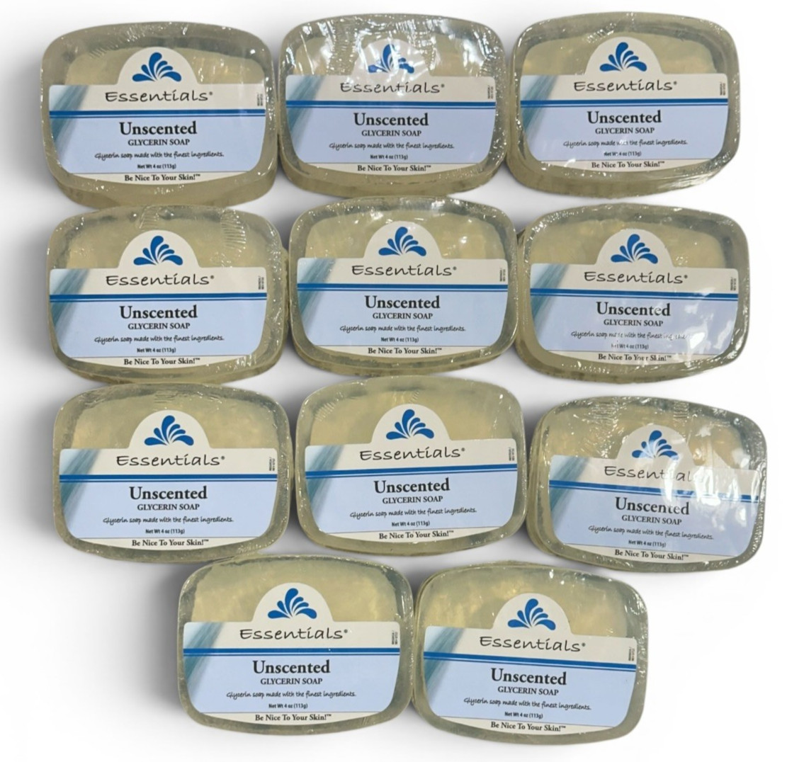 Essentials Glycerin Bar Soap, Unscented, 4 Ounce, Pack of 11