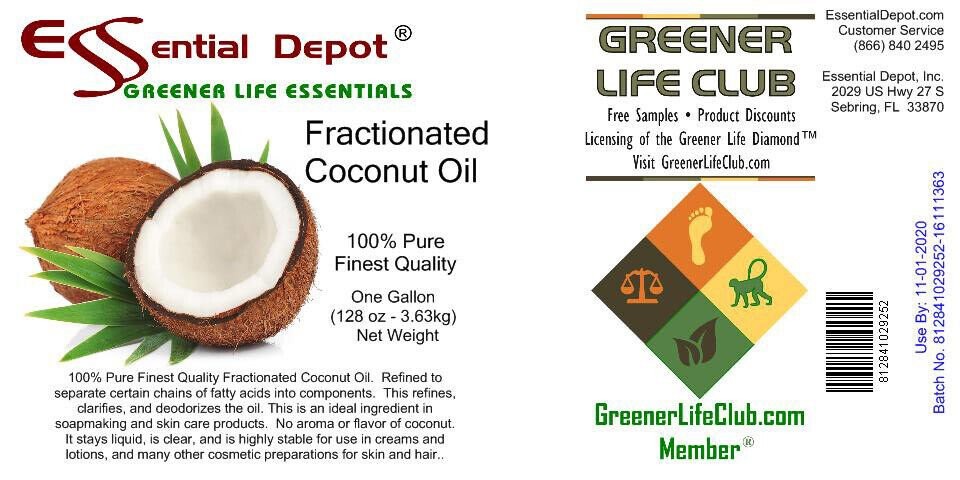 Coconut Oil (fractionated) – 1 Gallon – Finest Quality
