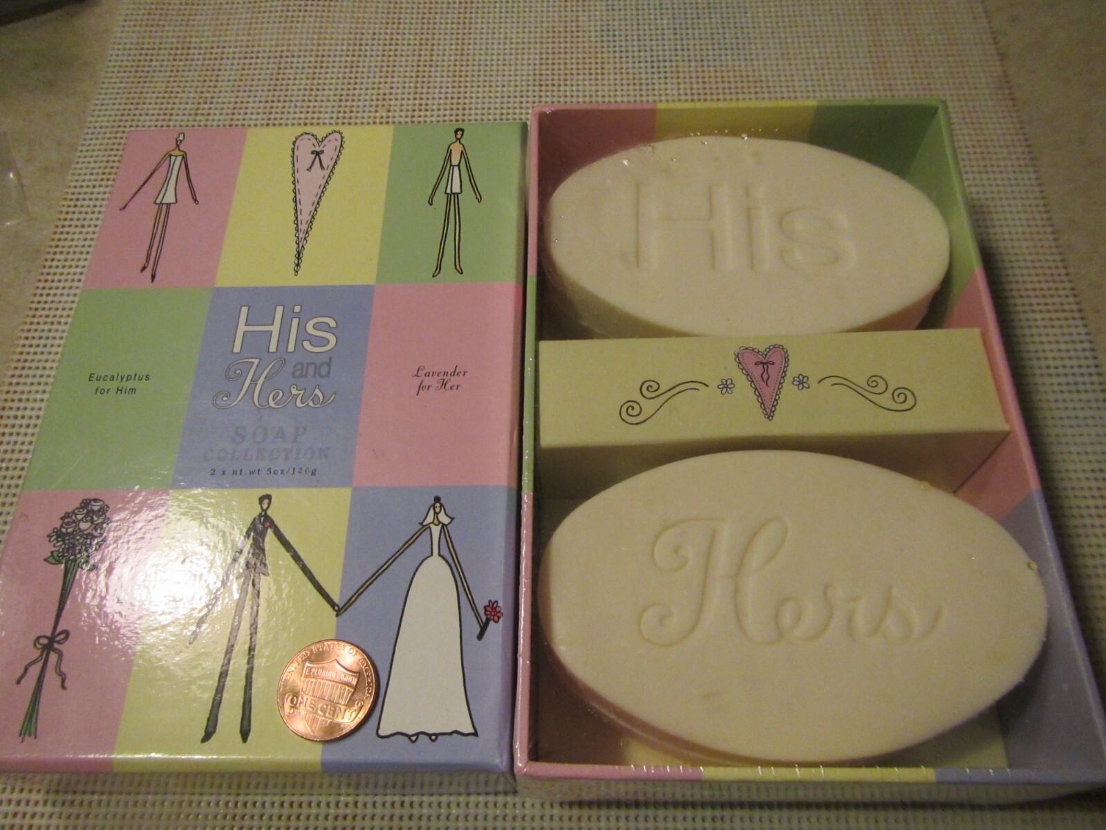 SET LOVE SOAP COLLECTION HIS EUCALYPTUS FOR HIM&HERS LAVENDER 5ozEach MADE inUSA