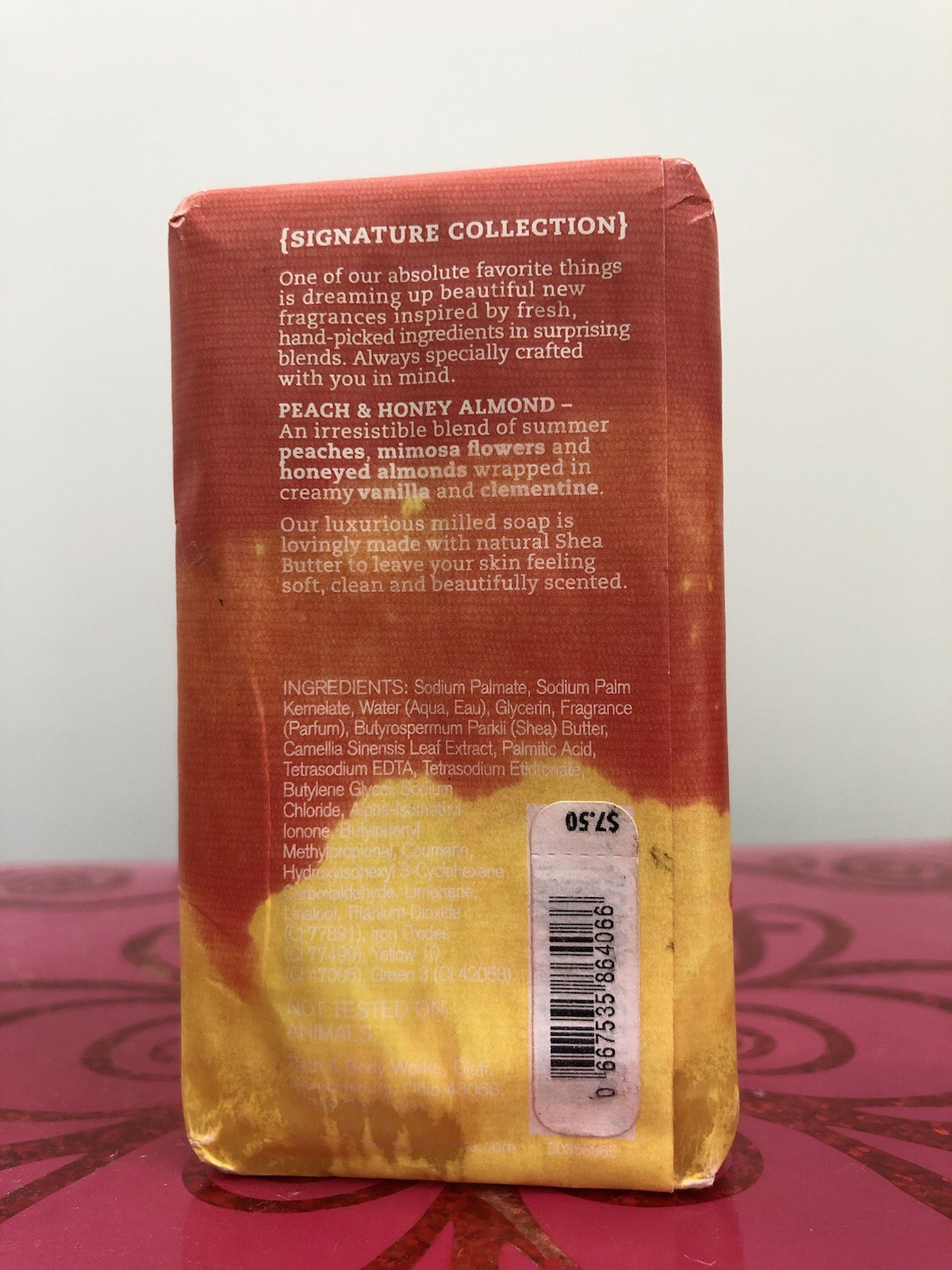 Bath & Body Works PEACH & HONEY ALMOND Soap Bar 5.5 oz RARE