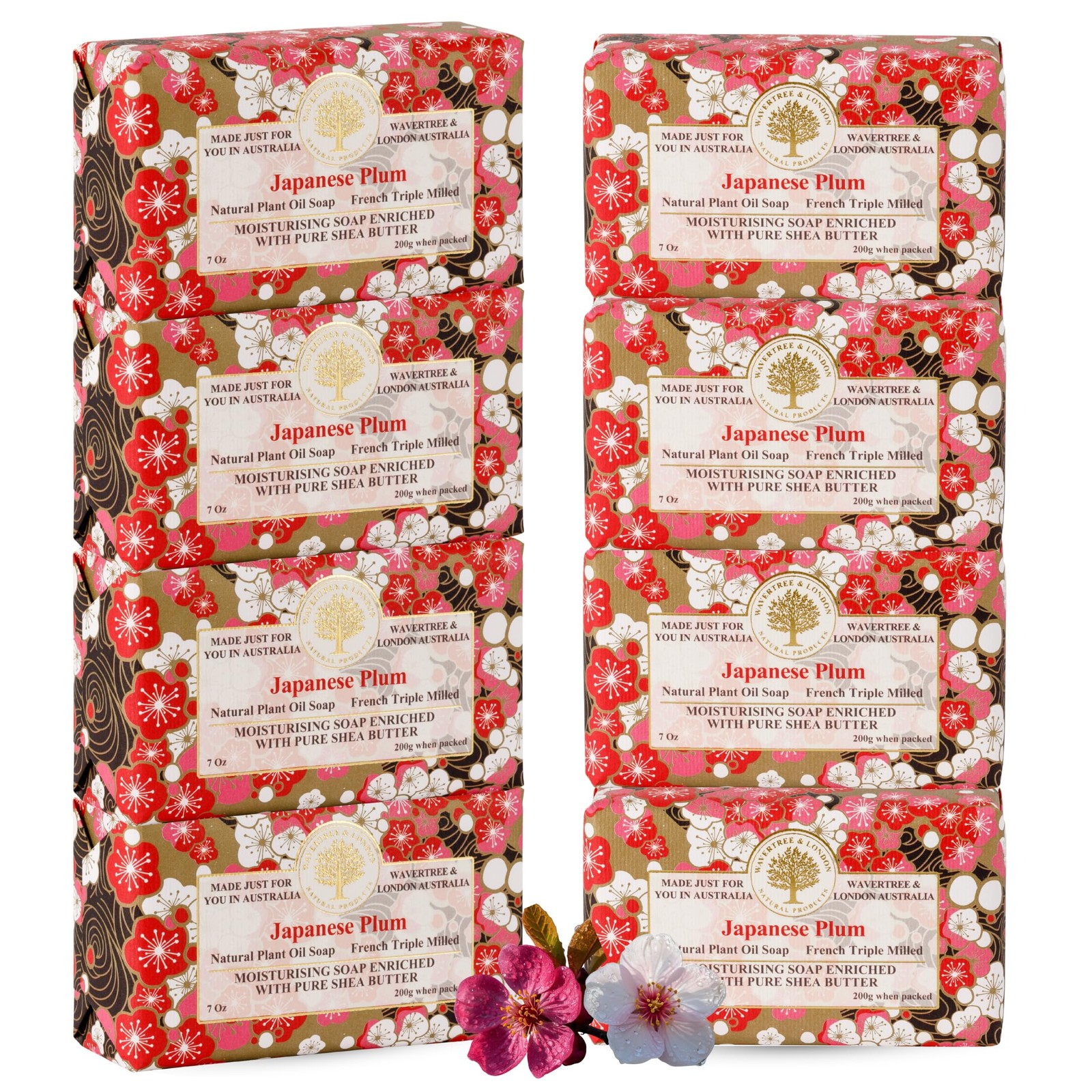 Wavertree and London Japanese Plum Scented Natural Soap (8 Bars), 7oz Moistur…