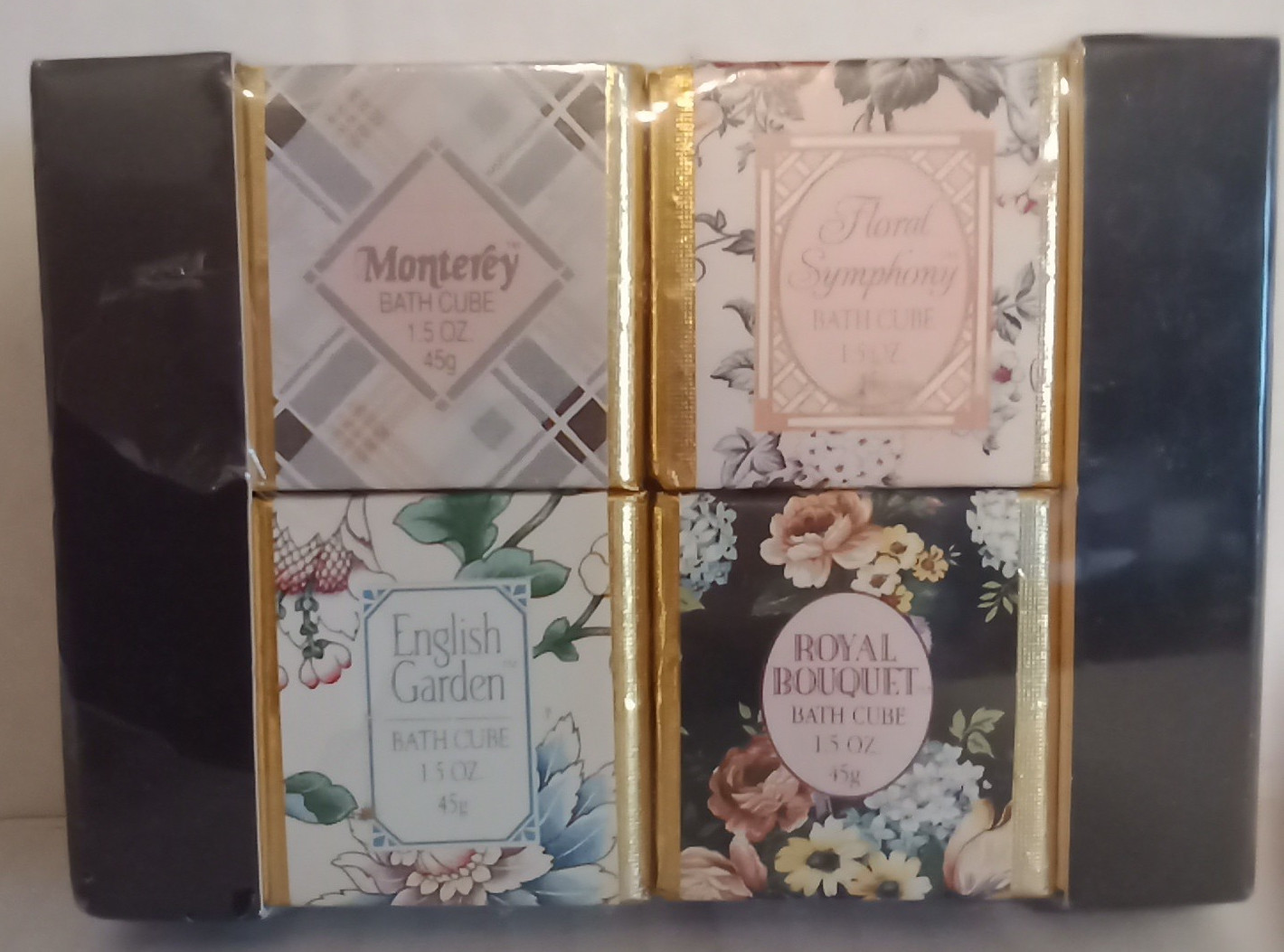 VTG 4 Bath Cubes Soaps Monterey, English Garden, Royal Banquet, Floral Symphony