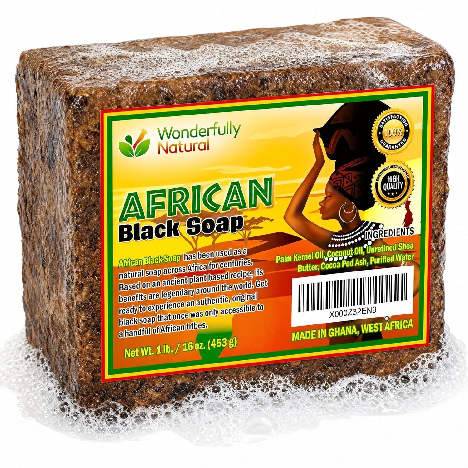 Organic African Black Soap Bar for Acne & Dark Spots – 16 oz | & Natural