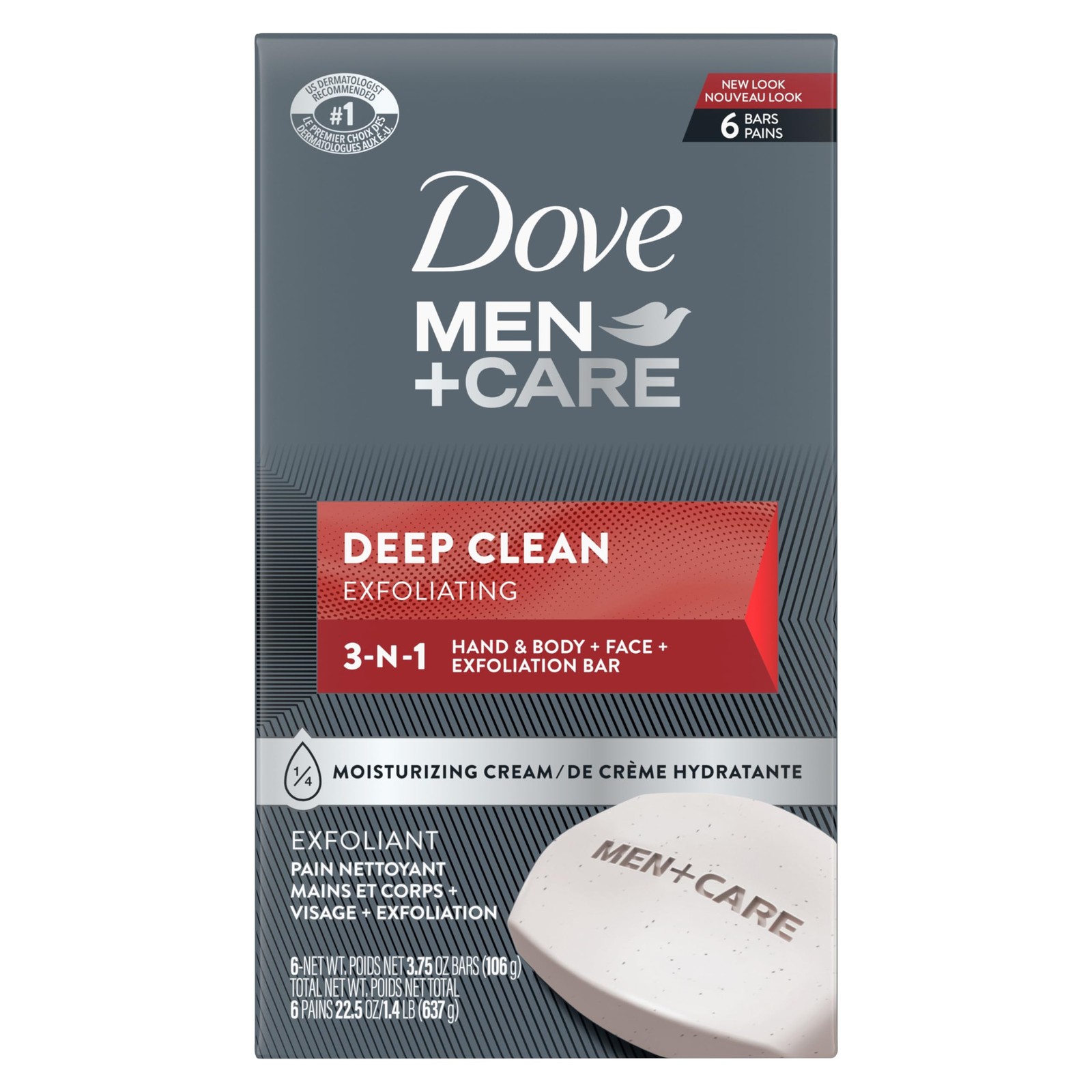 Dove Men Care Deep Clean Body and Face Bar 225 Ounce Moisturizing Soap Bar