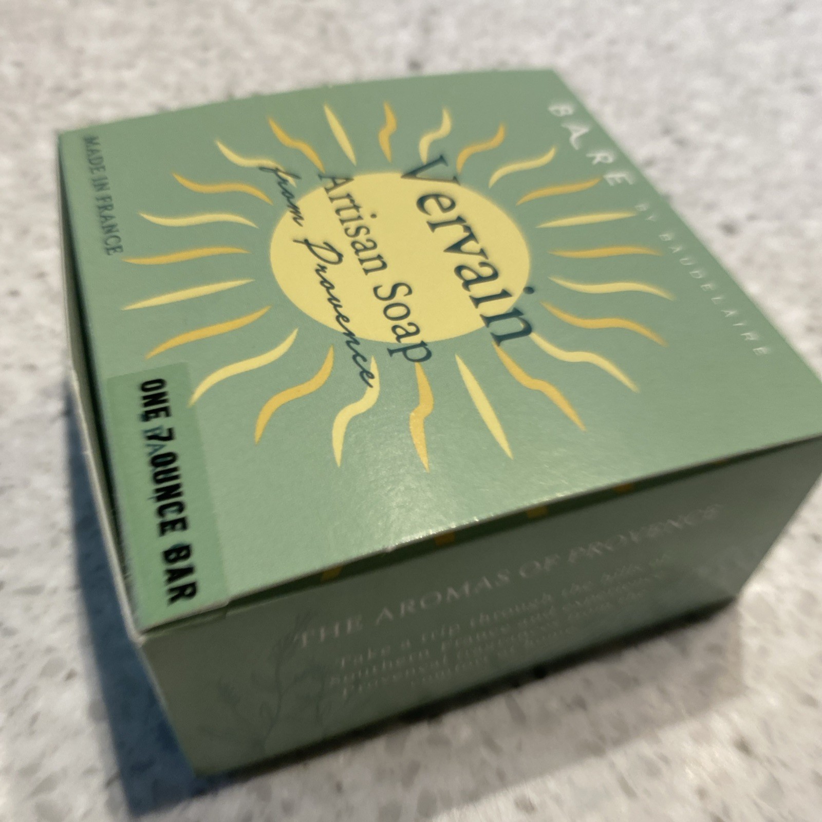 NEW Bare By Baudelaire Vervain (Citrus) Artisan Soap Made in France ONE BAR 7 OZ