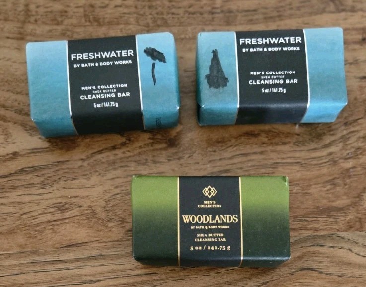 (3) Bath & Body Works Men’s Collection Woodlands & Freshwater Cleansing Bar Soap