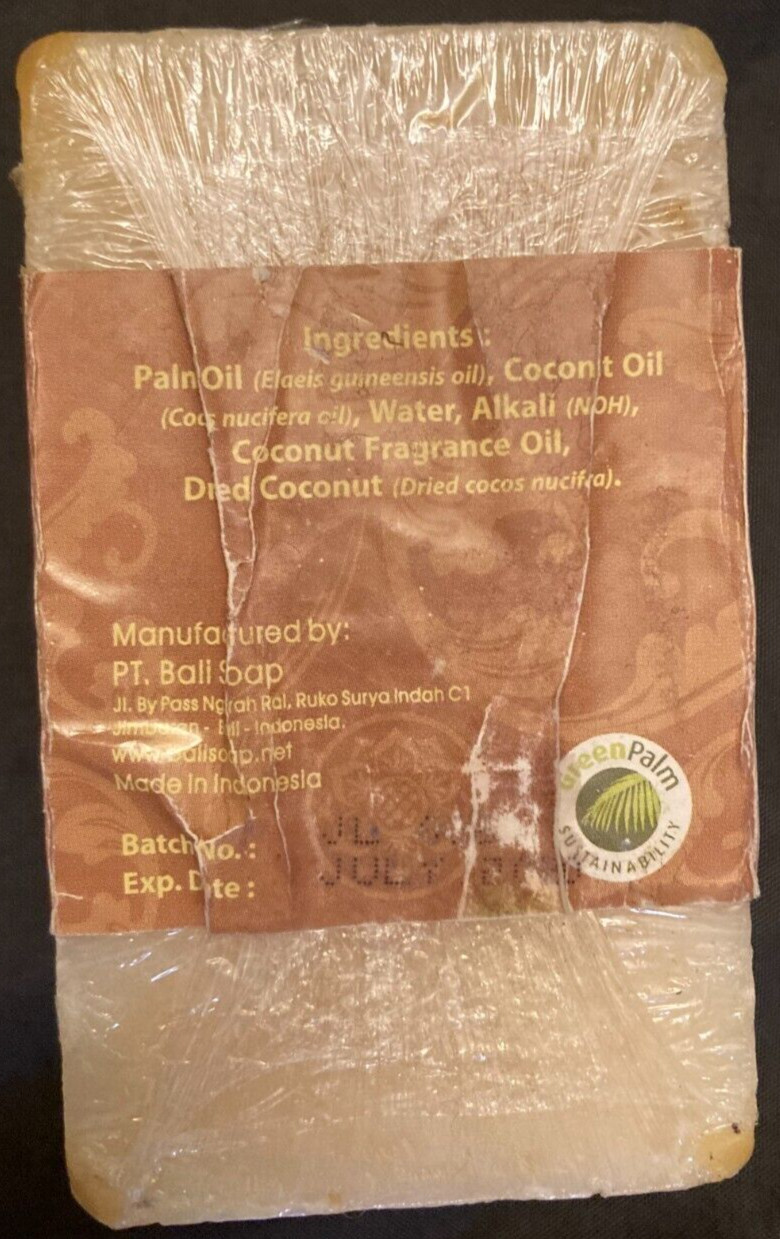 Bali Soap in Coconut 3.5 oz Made in Indonesia Sealed