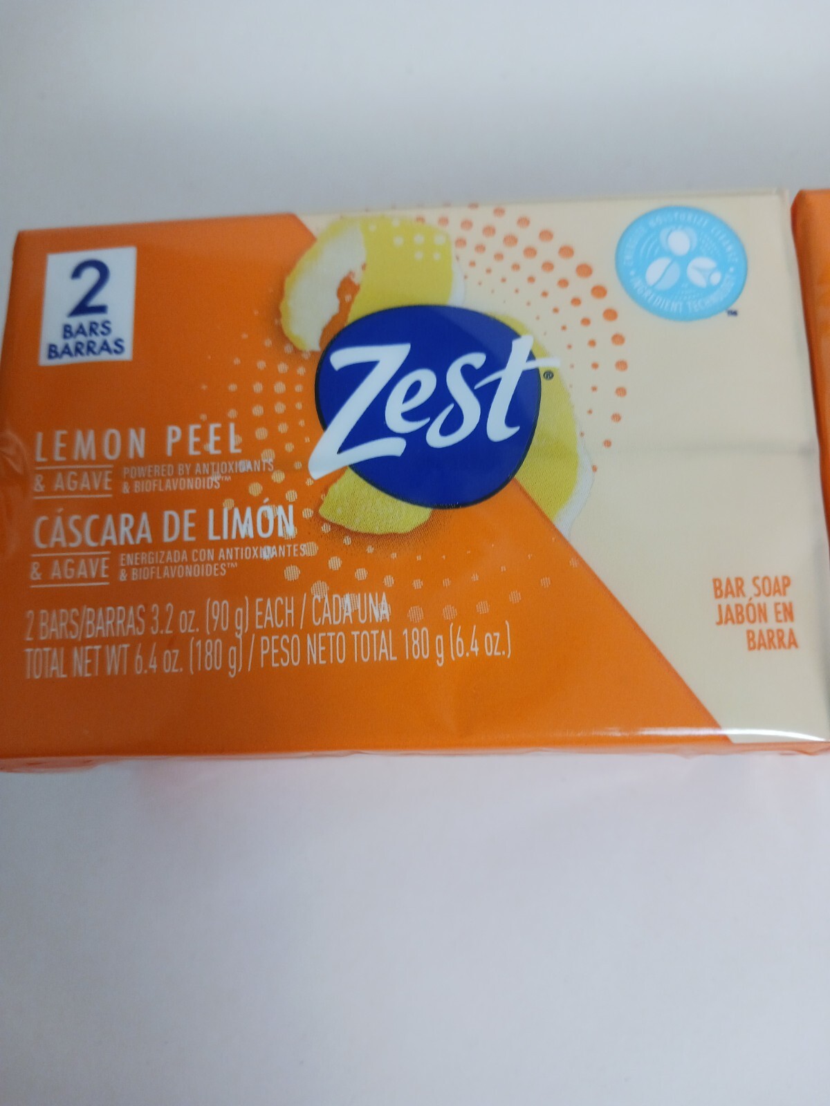 ZEST Lemon Peel & Agave Bar Soap 2 Count (4 Bars)