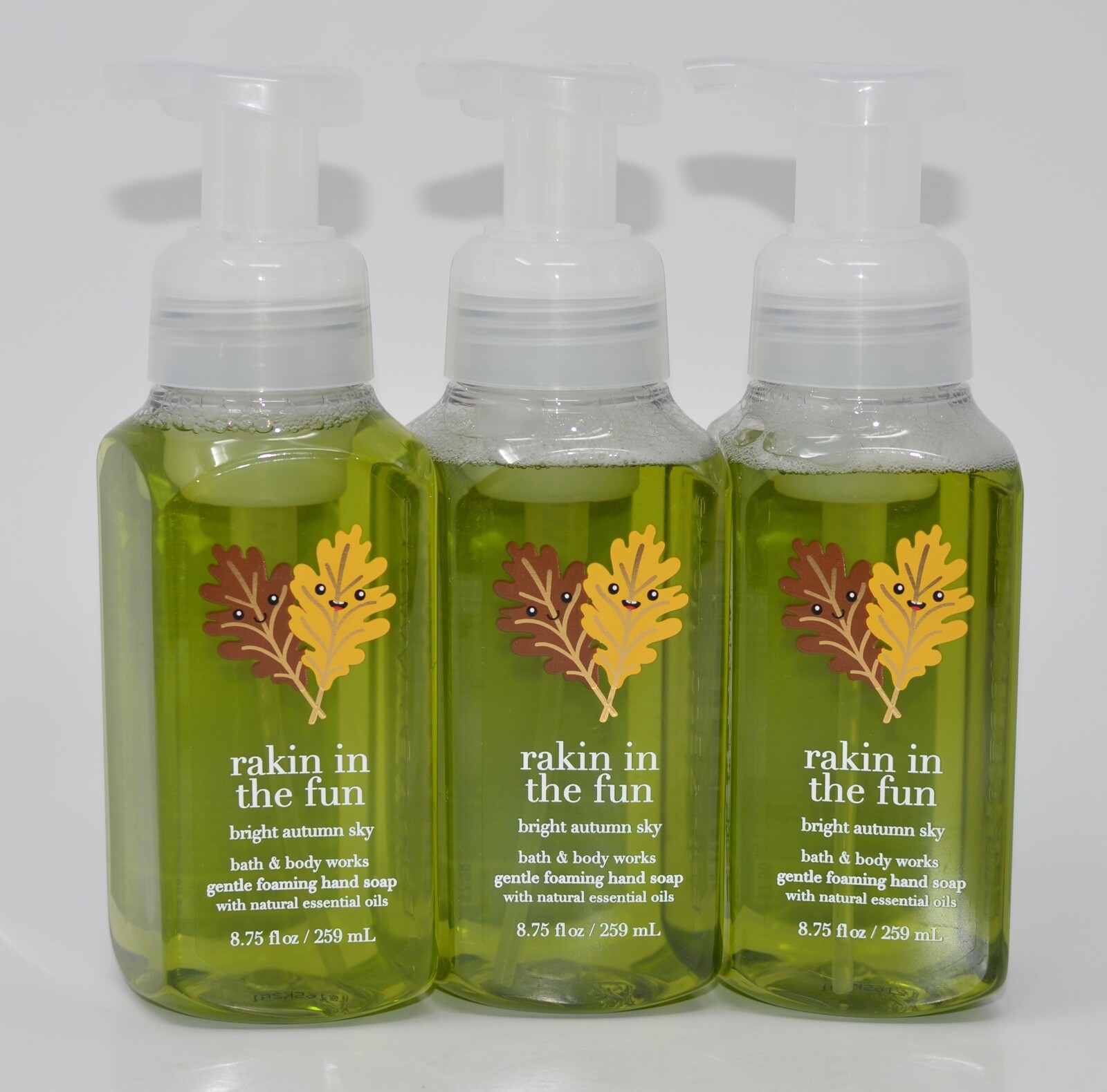 3 BATH & BODY WORKS RAKIN IN FUN BRIGHT AUTUMN SKY GENTLE FOAMING HAND SOAP WASH