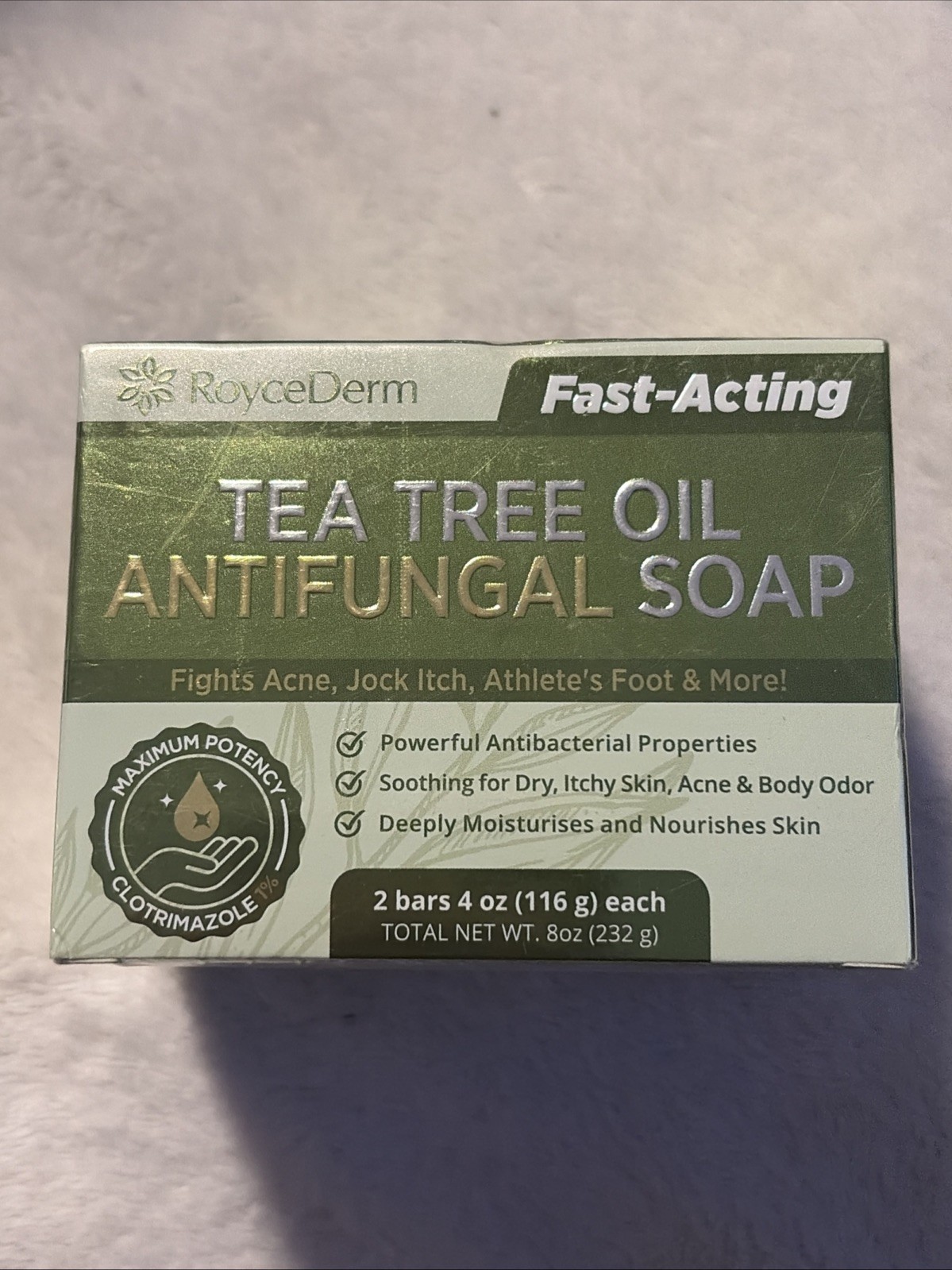 Roycederm Antifungal Antibacterial Tea Tree Soap: Dry Itchy Skin 2 Pack