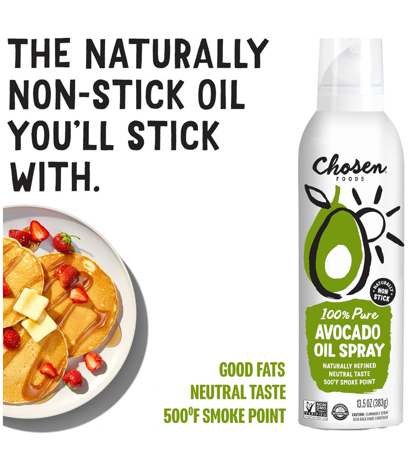 2 Pk) Chosen Foods 100% Pure Avocado Oil Spray, Cooking, Dressing, 13.5 oz, Each
