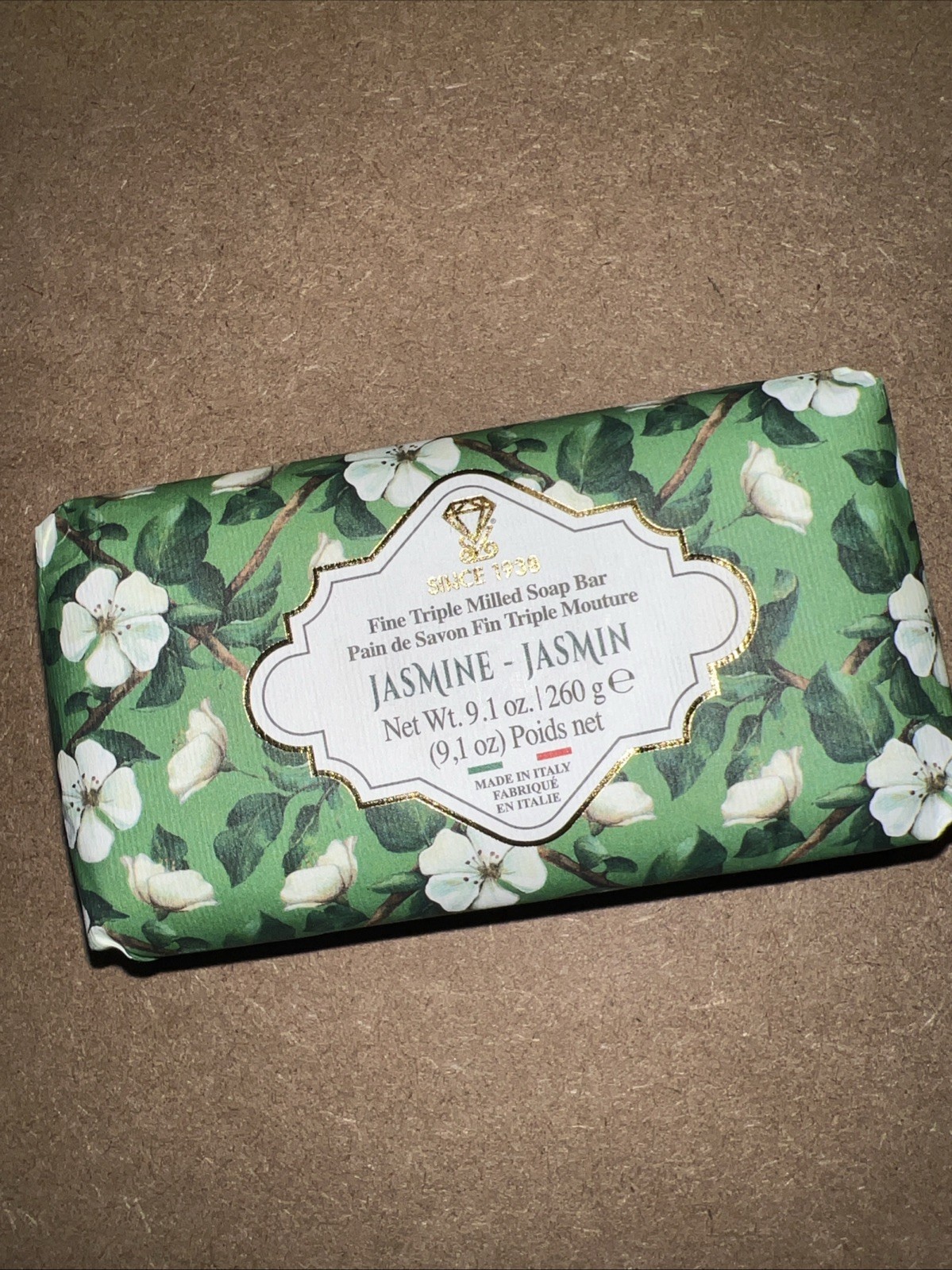 Diamante Italian Luxury Bath Bar Soap Jasmine scented 9.1oz fine triple milled