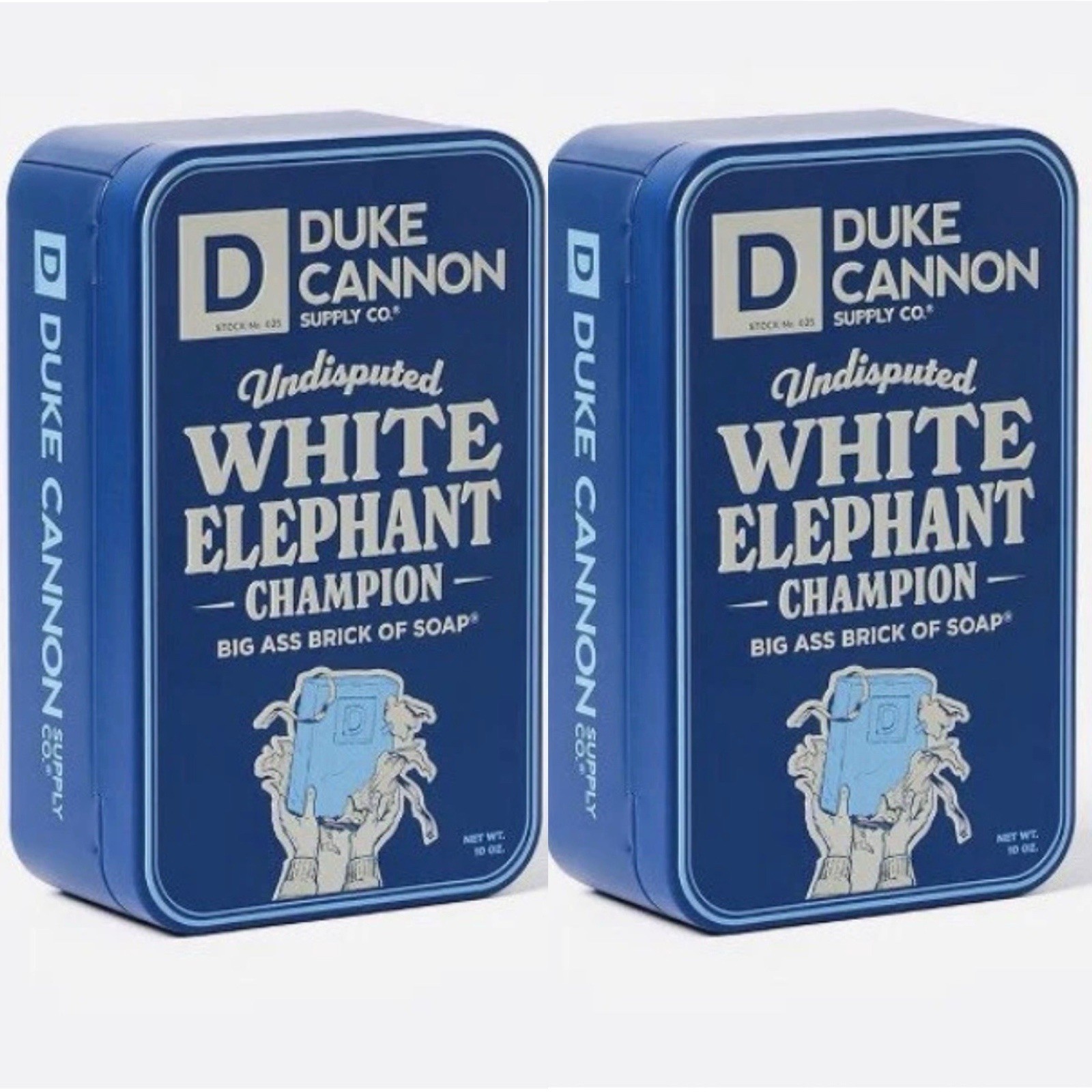 2 Duke Cannon Supply Co Big Ass Bricks Of Soap AND Tins White Elephant Champion