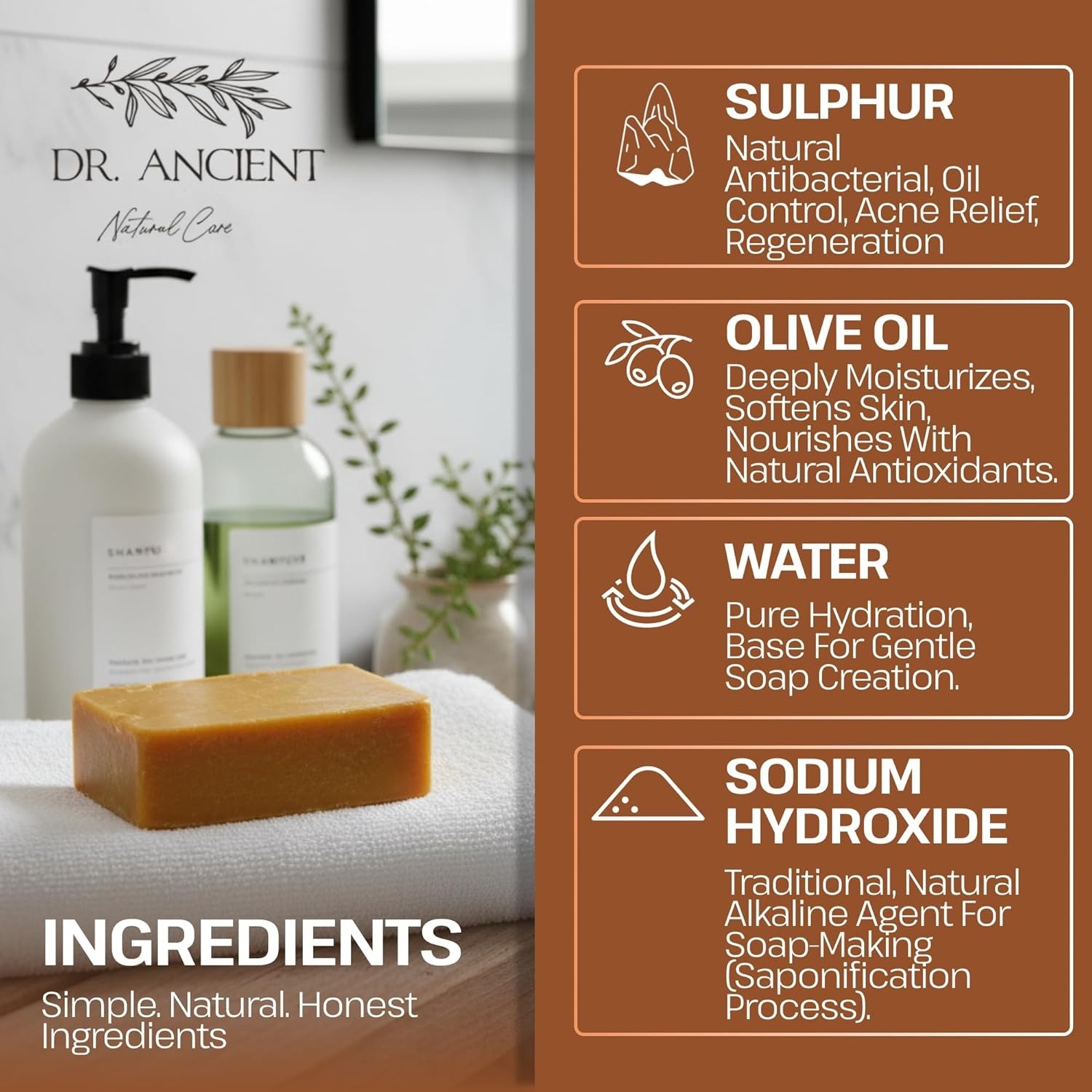 Chemical-Free Organic Sulfur Soap Bar – Perfect for Oily Skin & Acne Treatment