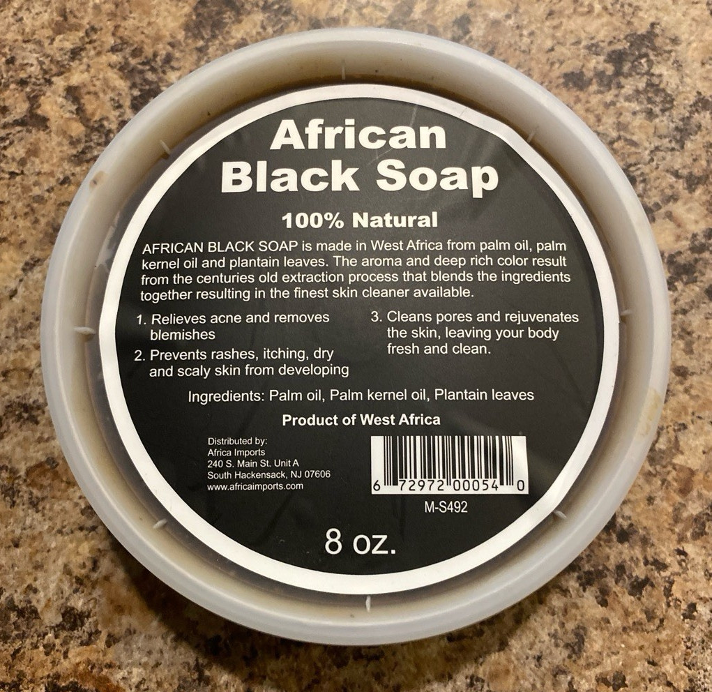 Africa Imports African Black Soap 8 oz All Natural Unscented Acne-Prone