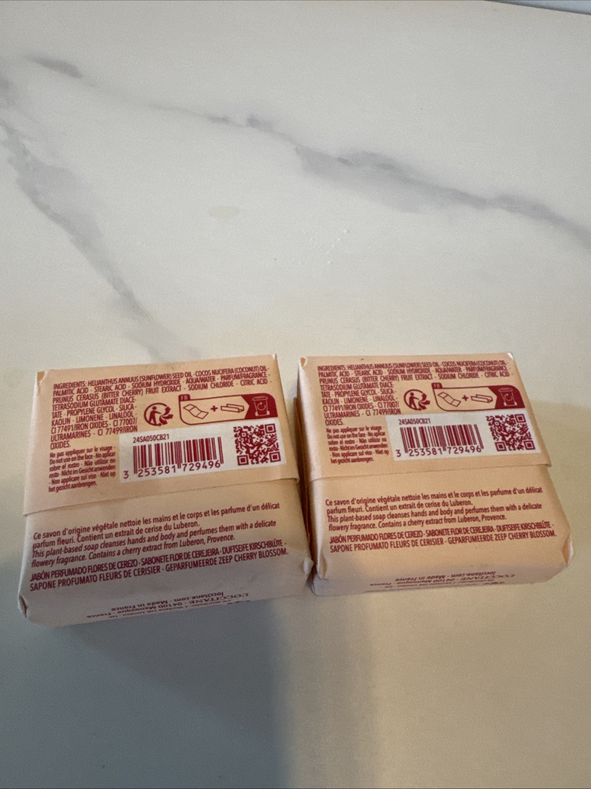L’Occitane En Provence Perfumed Soap Cherry Blossom Lot Of 2. 50g./1.7oz. each.