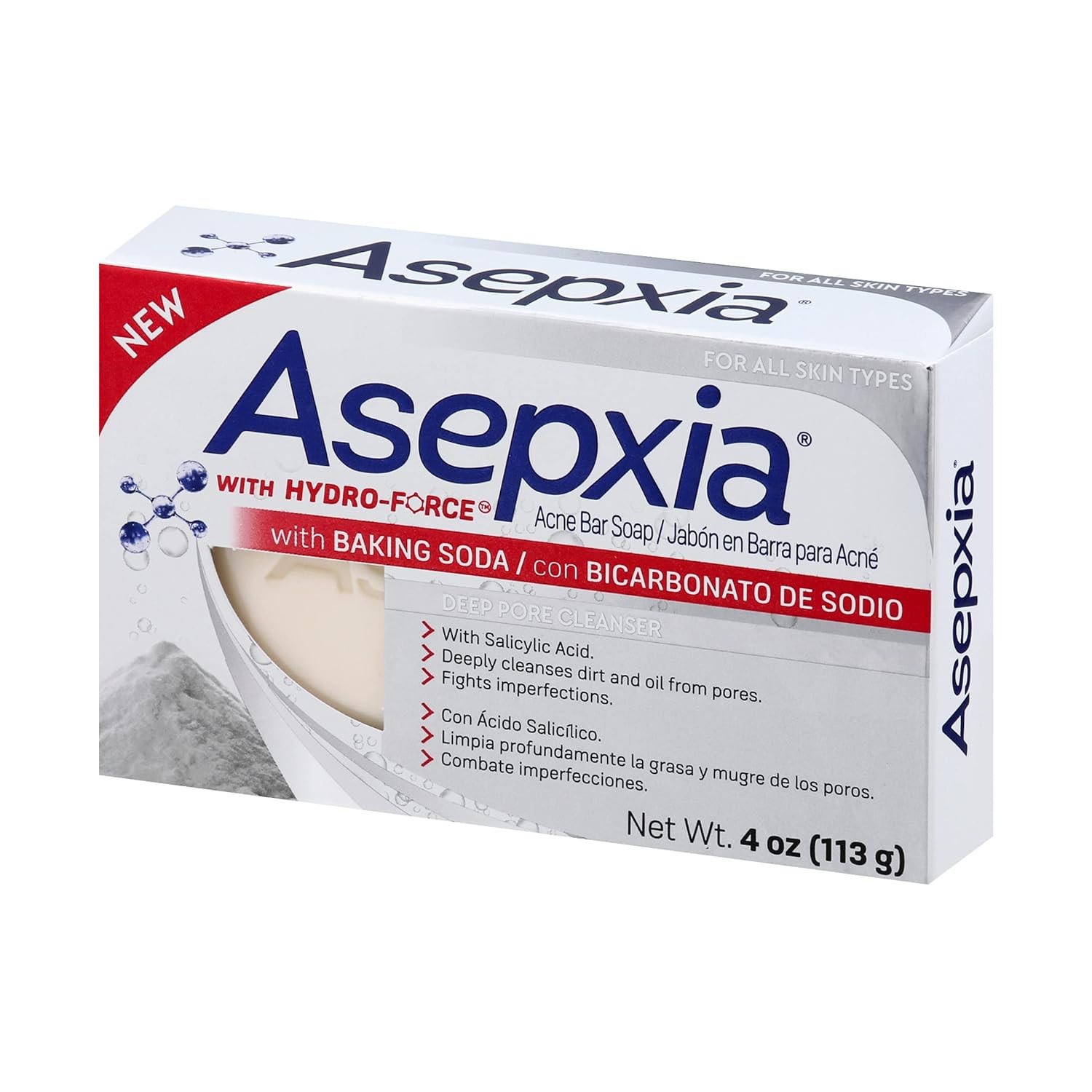 Asepxia w/ Baking Soda Acne Bar Soap Deep Pore Cleanser, 4oz (113g) (Pack of 2)