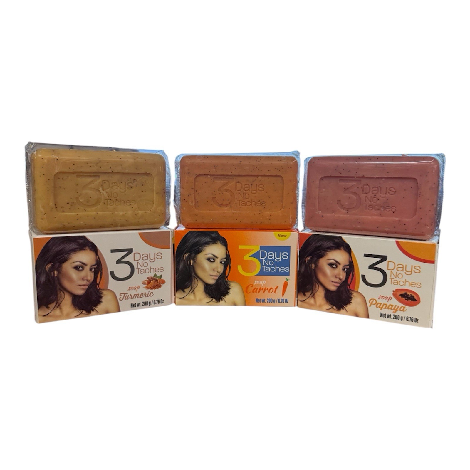 3 Days No Taches Carrot 🥕 & Turmeric & Papaya Soap 3 Packs 200g Each BRAND NEW