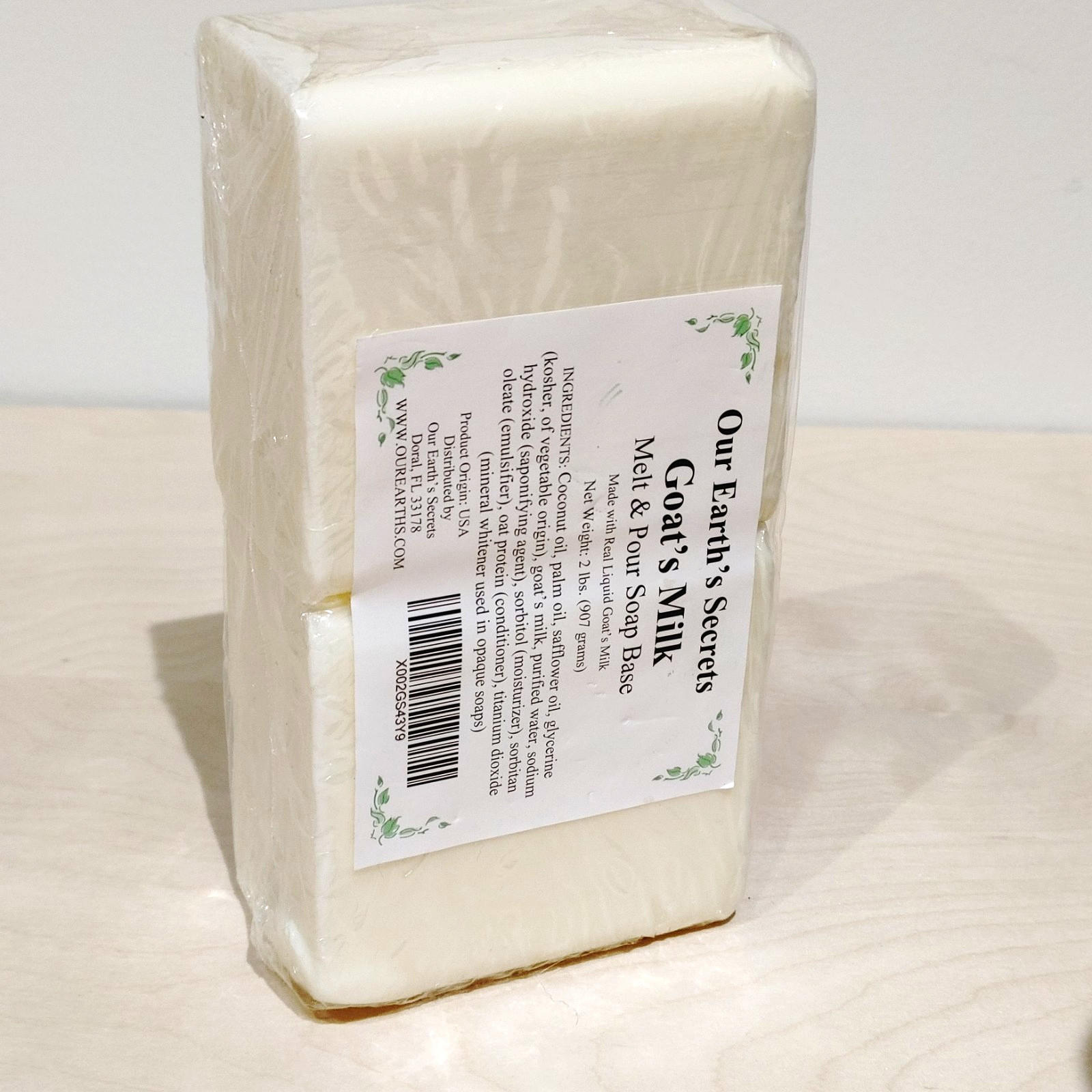 NEW 2 Pound Goat’s Milk Soap Base Supply Making By Our Earth’s Secrets Co
