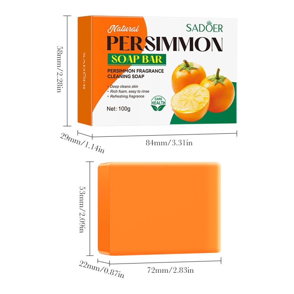 3PCS Persimmon Soap for Old People Smell, Organic Deodorant Bath Bar Body Odor