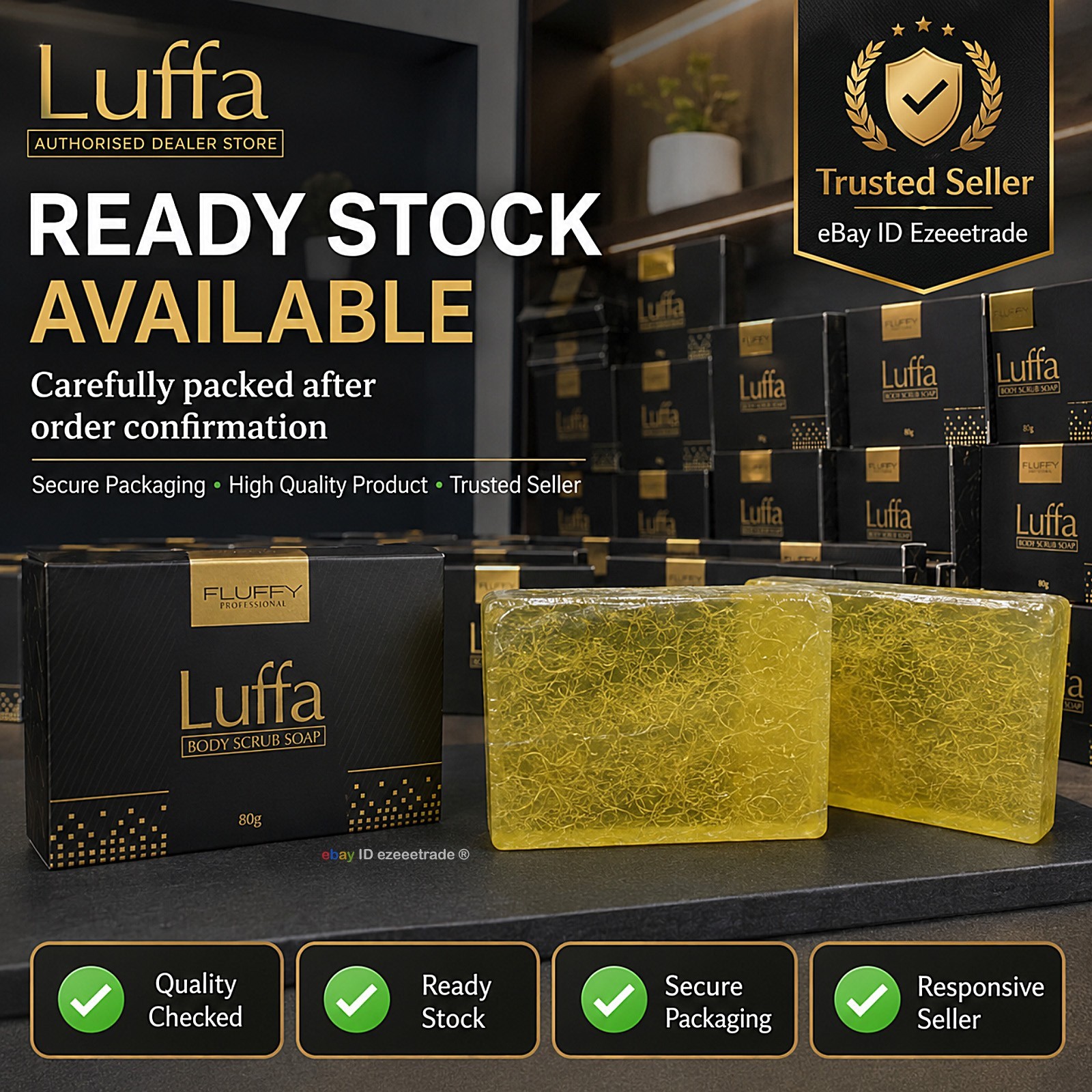 FLUFFY LUFFA Body Scrub Soap 80g Exfoliating Loofah Bath Shower Bar