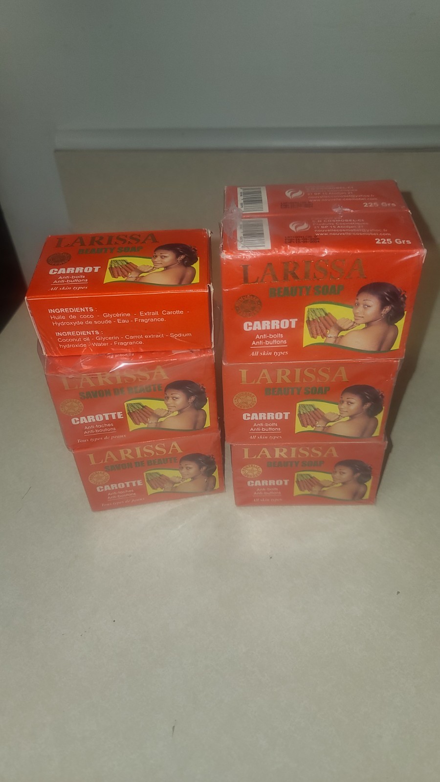 Larissa Lightening Brightening Carrot Beauty Soap All Skin Types Pack of 6