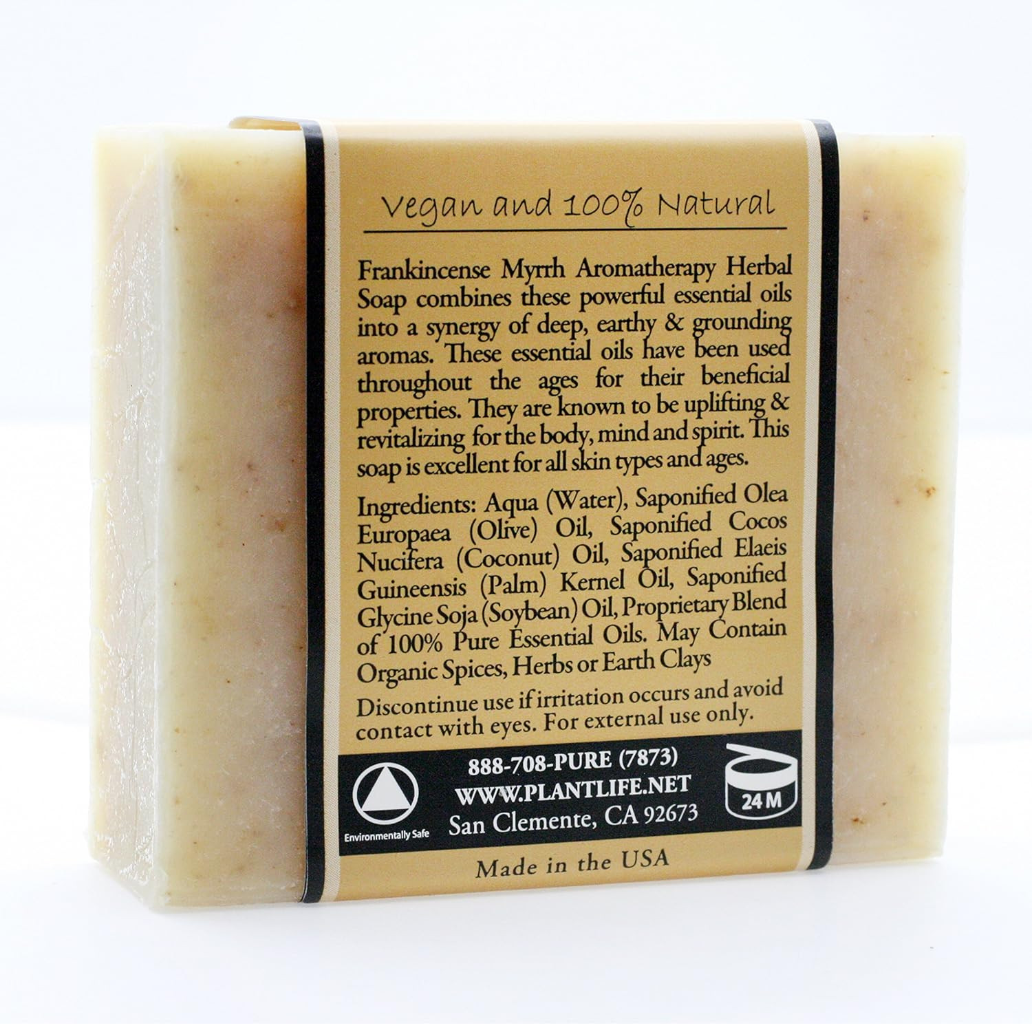 Frankincense and Myrrh Herbal Soap 4 Ounce Natural Plant Based Cleanser