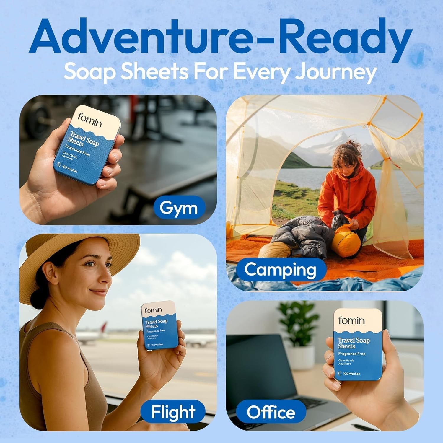 Portable Hand Soap Sheets – 300 Unscented Travel Soap Sheets in Tin – Dissolvabl