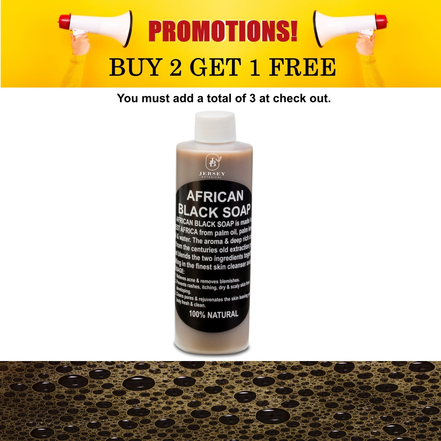 Liquid African Black Soap 8 oz 100% Pure Natural Raw Organic Face Body Bath Wash