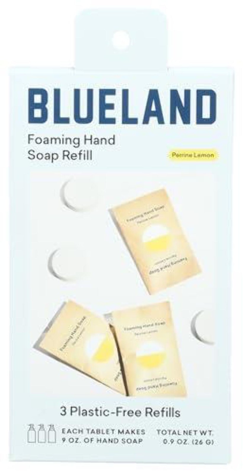 3 Packages (9 Tablets) Blueland Perrine Lemon Foaming Hand Soap Refill 0.9 Oz
