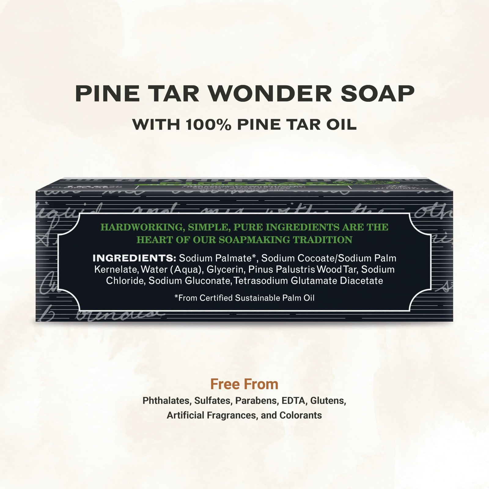 Pine Tar Bar Soap for Men 3.25oz 3 Pack 3 in 1 Cleanser Deodorizer Moisturizer