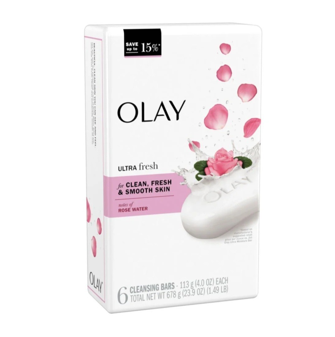 NEW! OLAY (6-BARS) 4 Oz. (113 g) 🥀🫧 ●ROSE WATER● Ultra Fresh Cleansing Bars.
