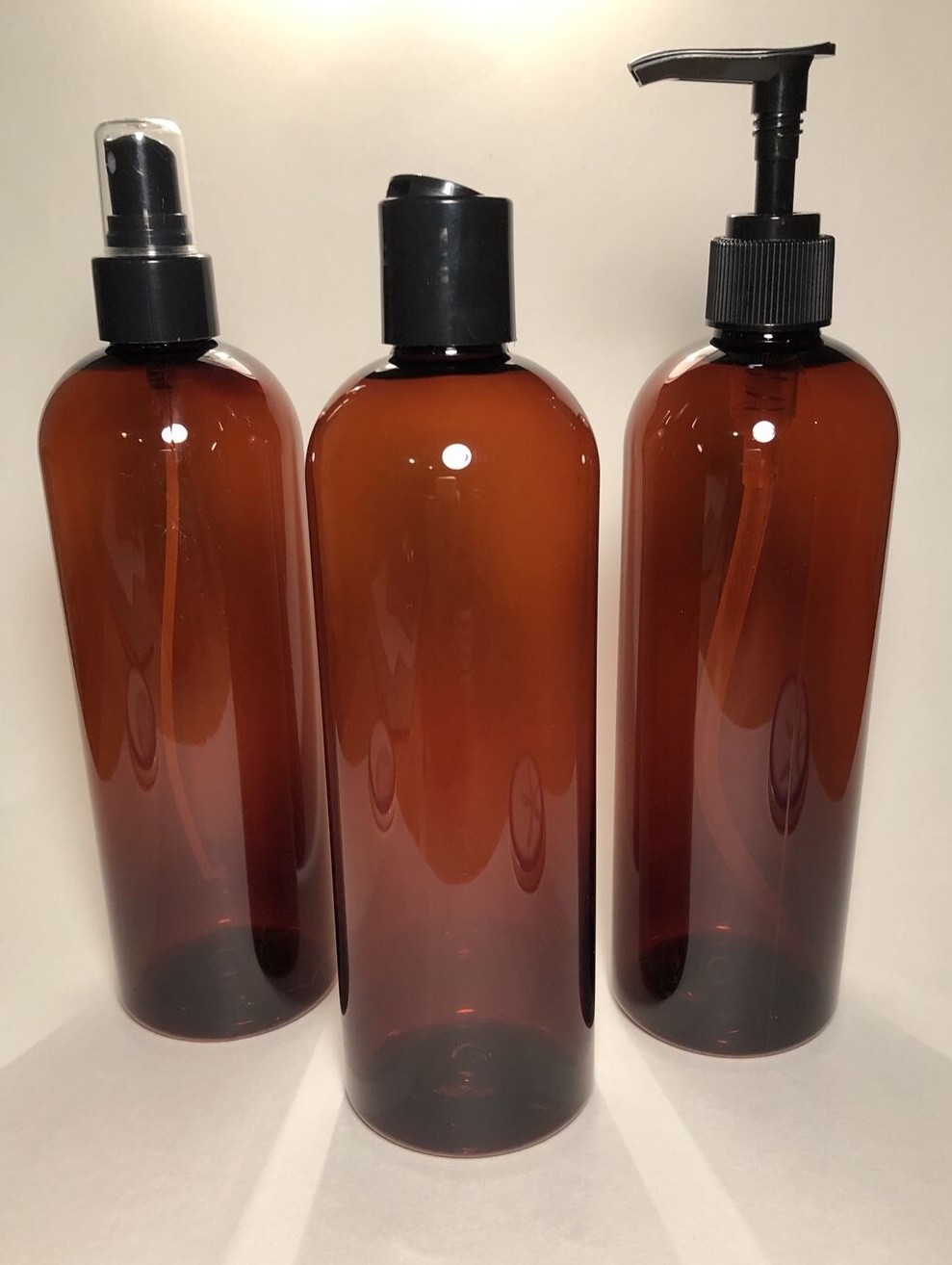 16 oz PET Plastic BPA Free 24/410 Amber Cosmo Bullet Round Bottles & caps SALE