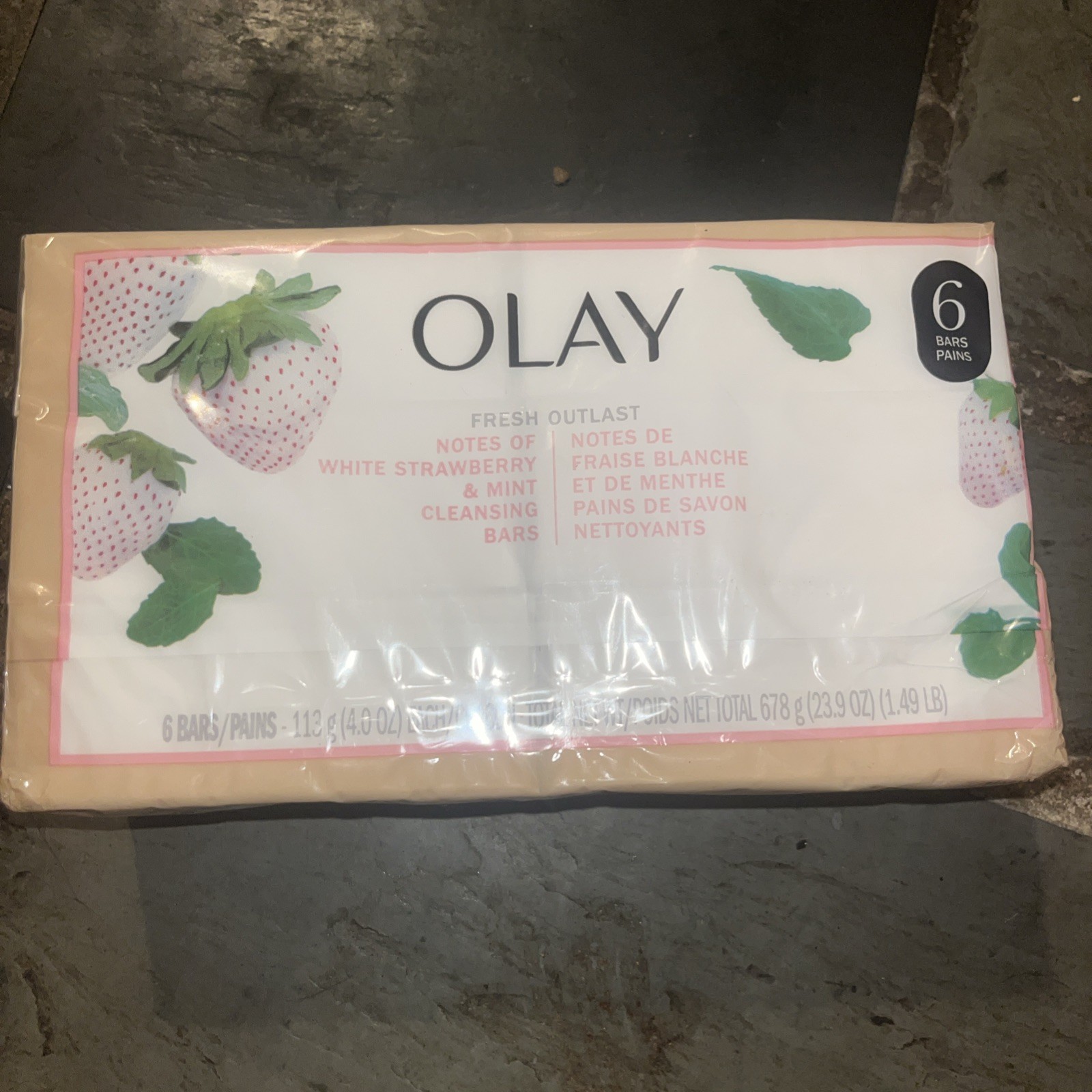 🩷 OLAY (6-BARS) 4 Oz. ⚪️🫧●COOLING WHITE STRAWBERRY/MINT● 🍃🫧 Fresh Outlast.